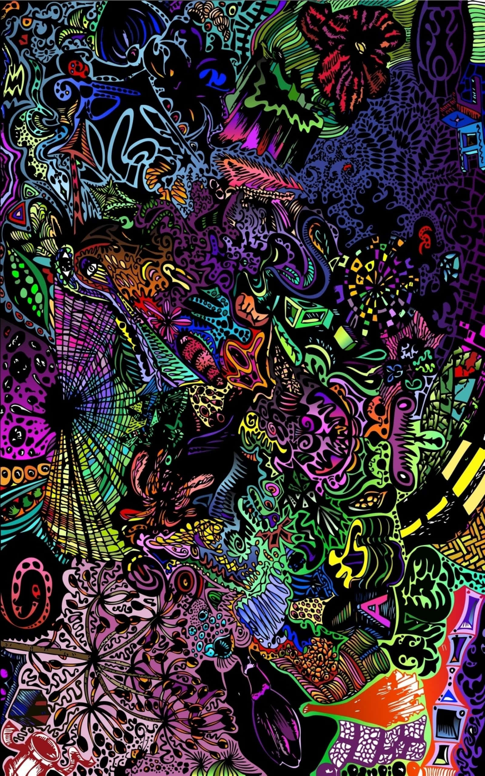 Stoner iPhone, psychedelic, neon colors, 2K Phone Wallpaper