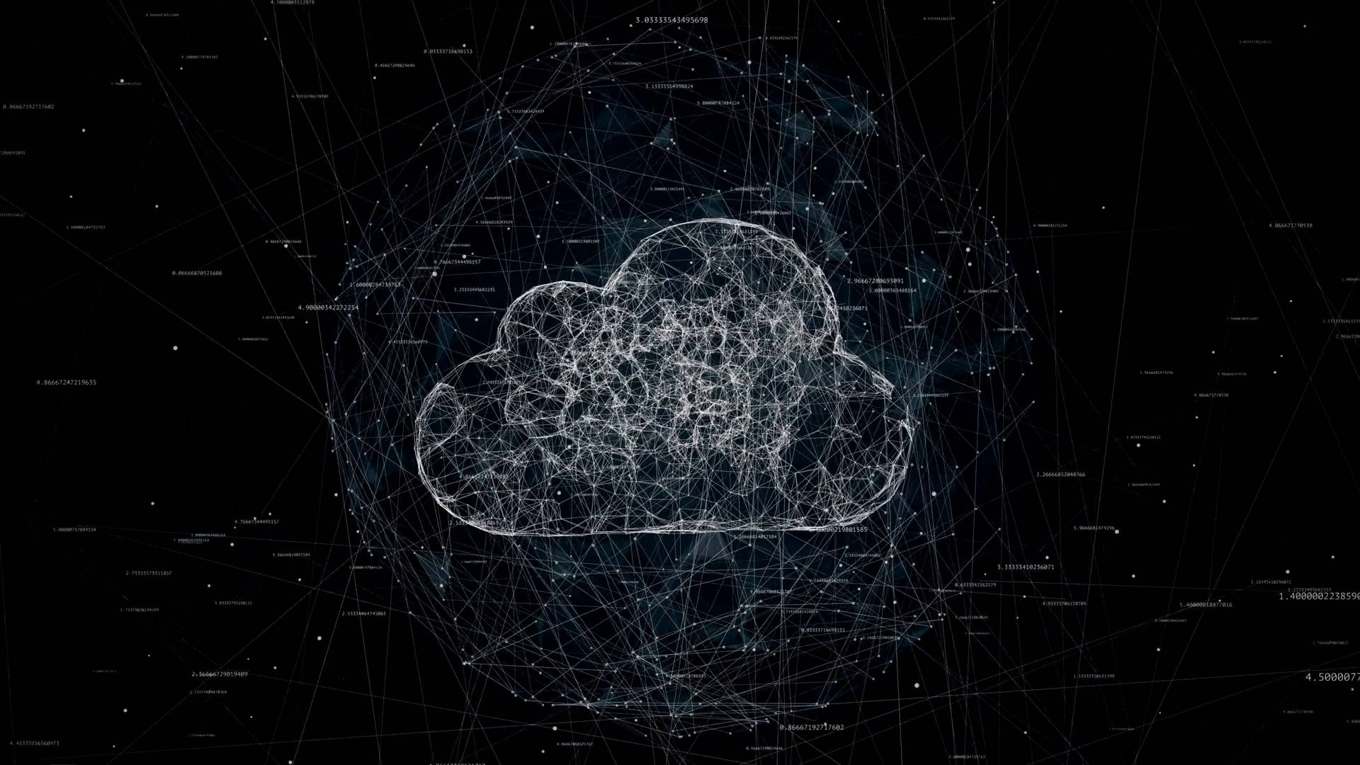 cloud storage, glowing white cloud outline, interconnected dots and lines, Full HD Desktop Wallpaper