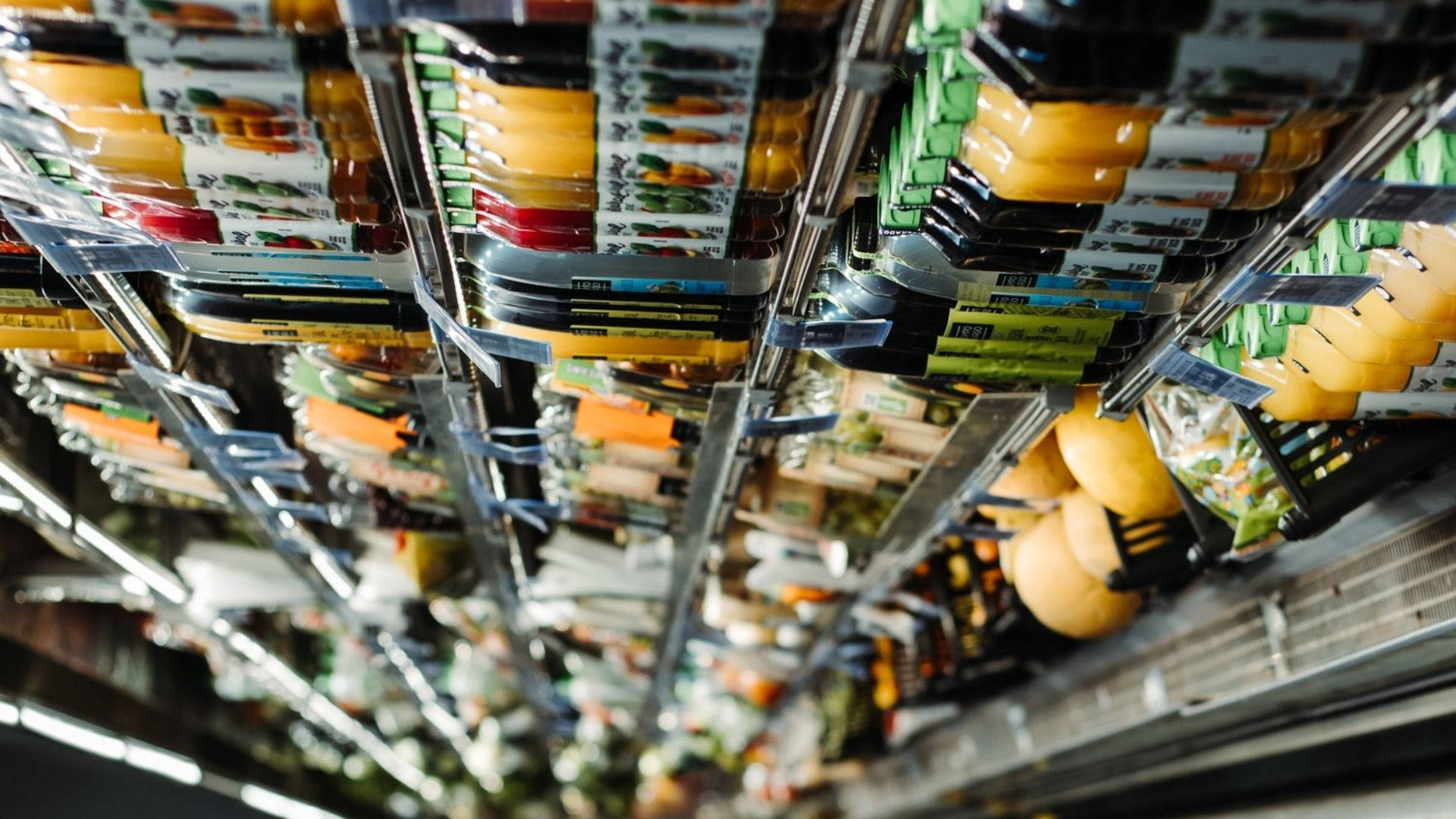 grocery store, beverages section, supermarket shelves, Full HD Desktop Wallpaper