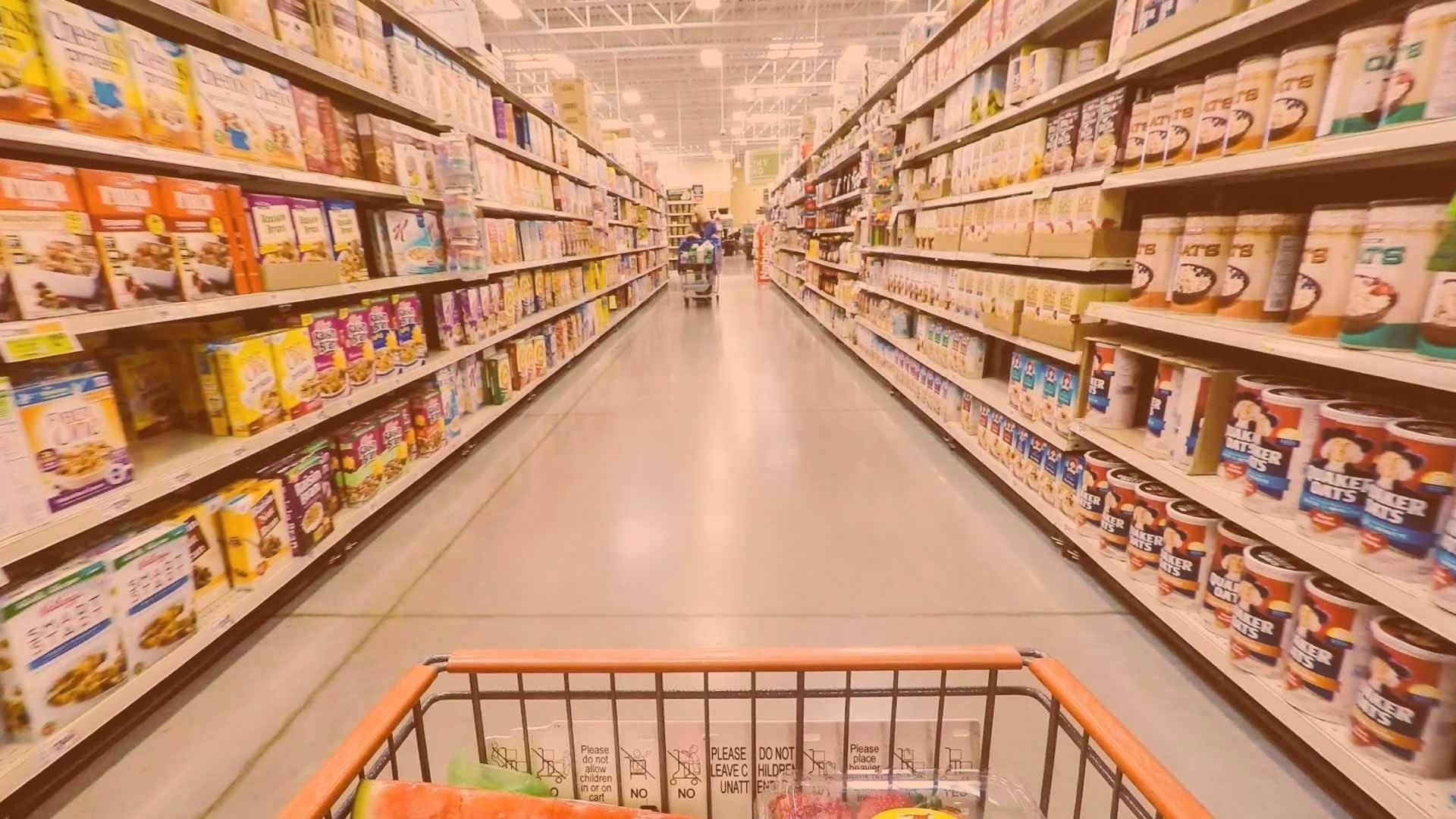 grocery store, shopping cart, shopping aisle, Full HD Desktop Wallpaper