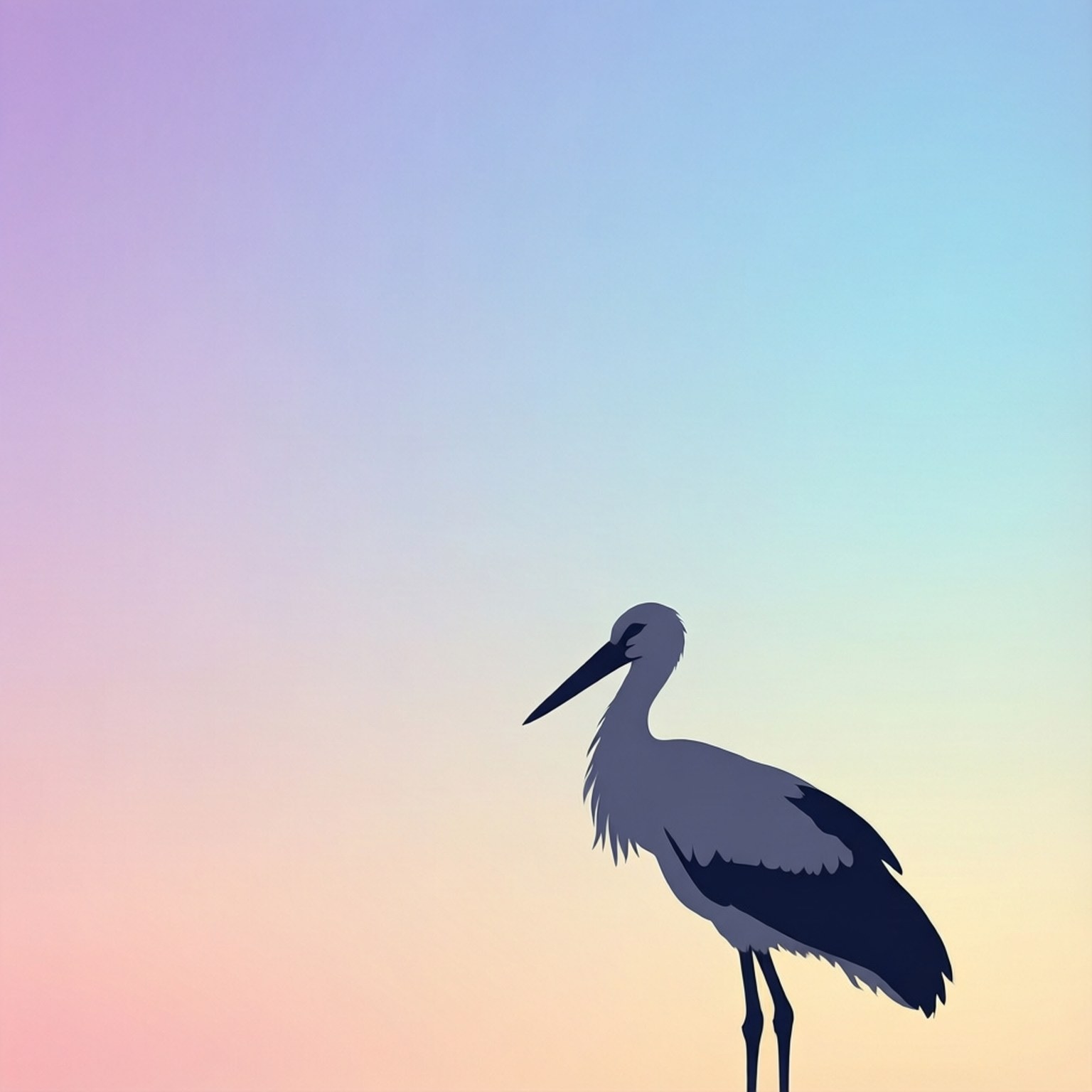 stork, silhouette, pastel sky, HD Desktop Wallpaper
