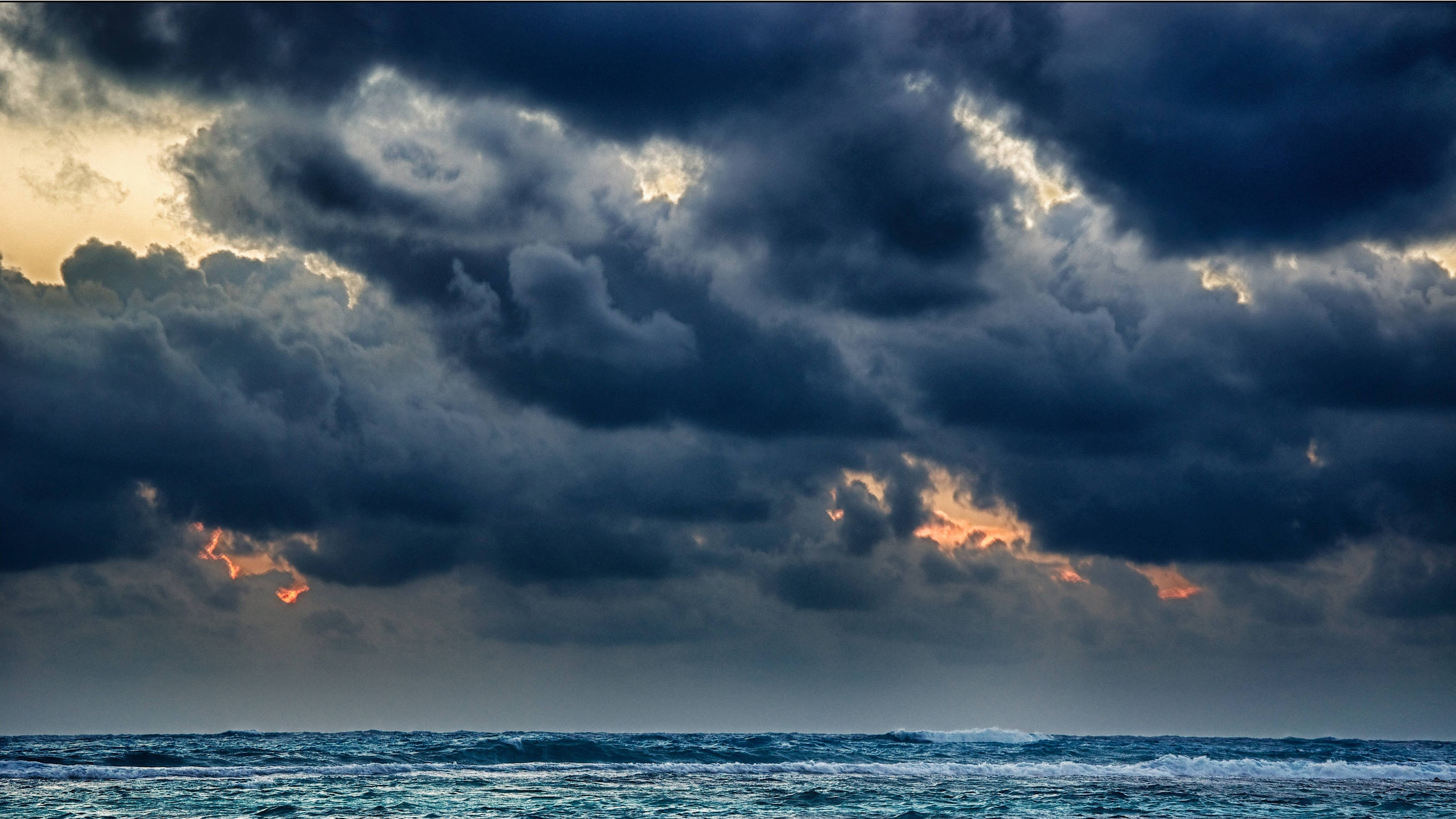 Storm, Dark Storm Clouds, Sea, 2K Desktop Wallpaper