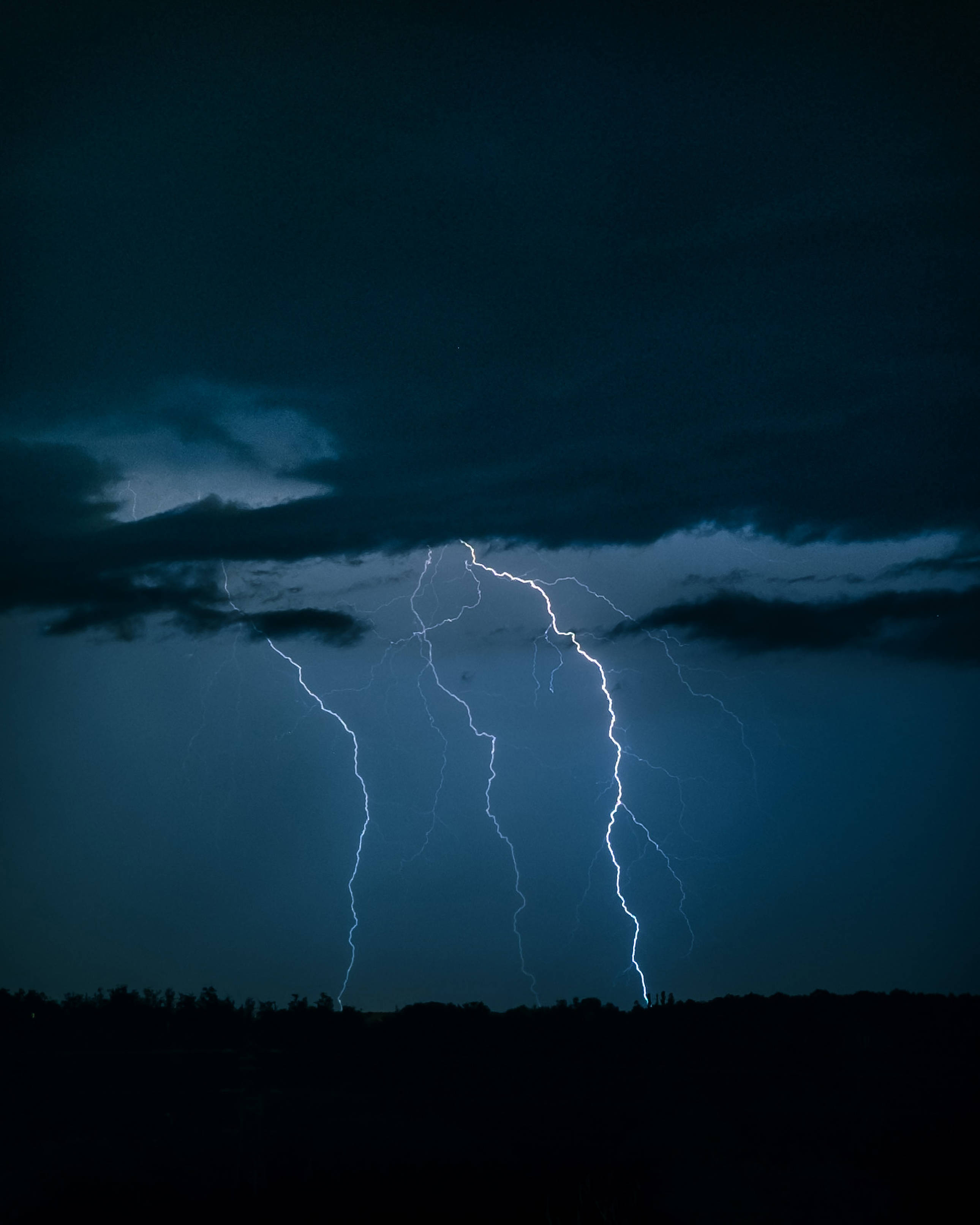 lightning strike, storm clouds, dark stormy sky, 2K Phone Wallpaper