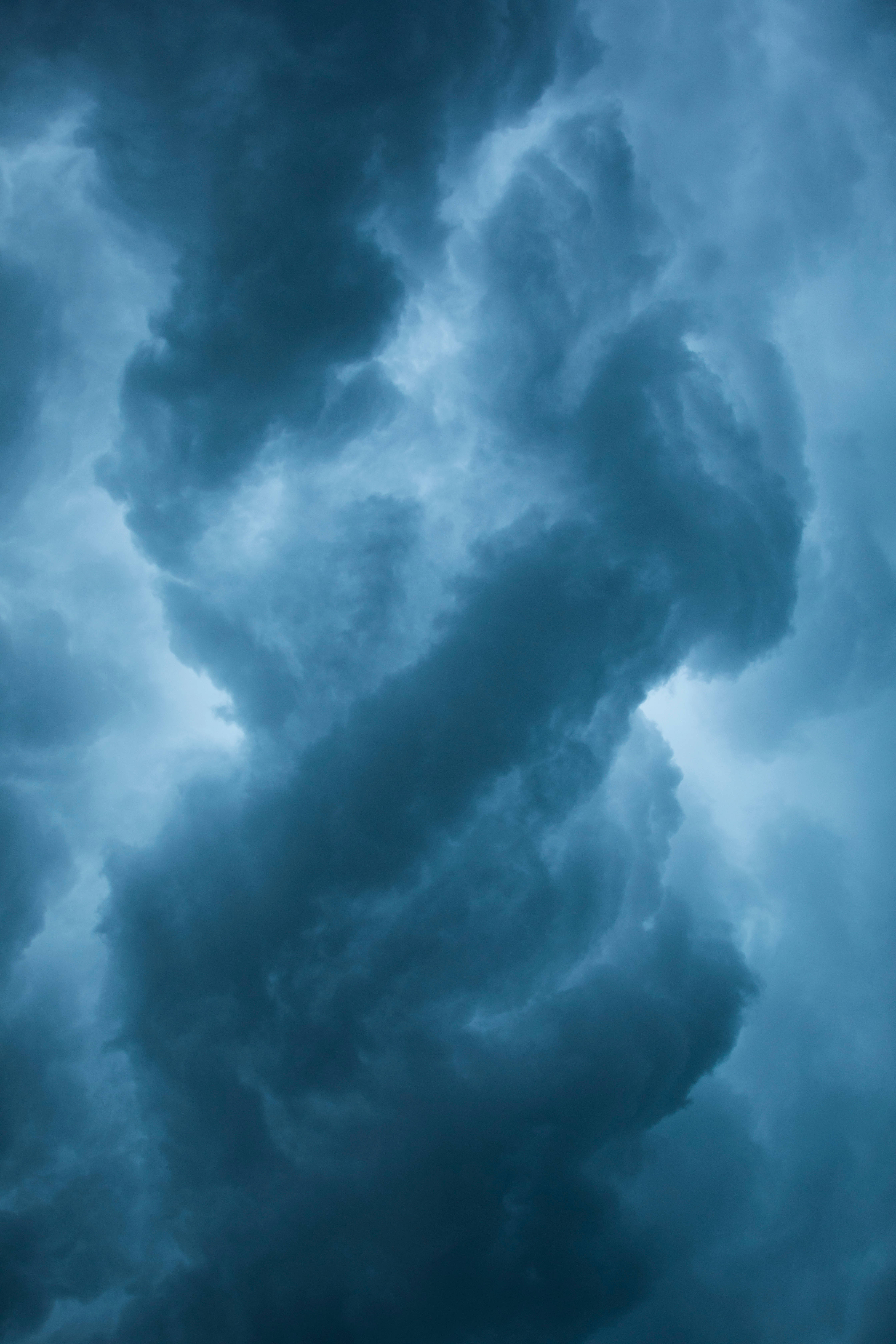 storm clouds, dramatic sky, deep teal, 5K Phone Wallpaper