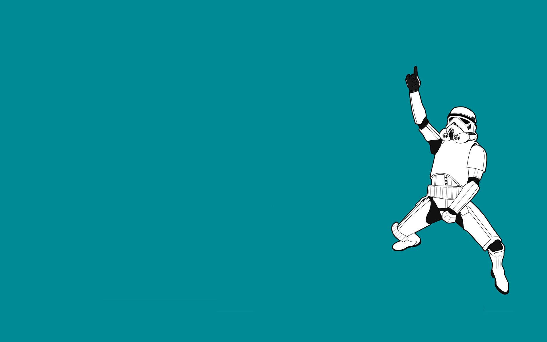 Stormtrooper, white line-art, dynamic pose, Full HD Desktop Wallpaper