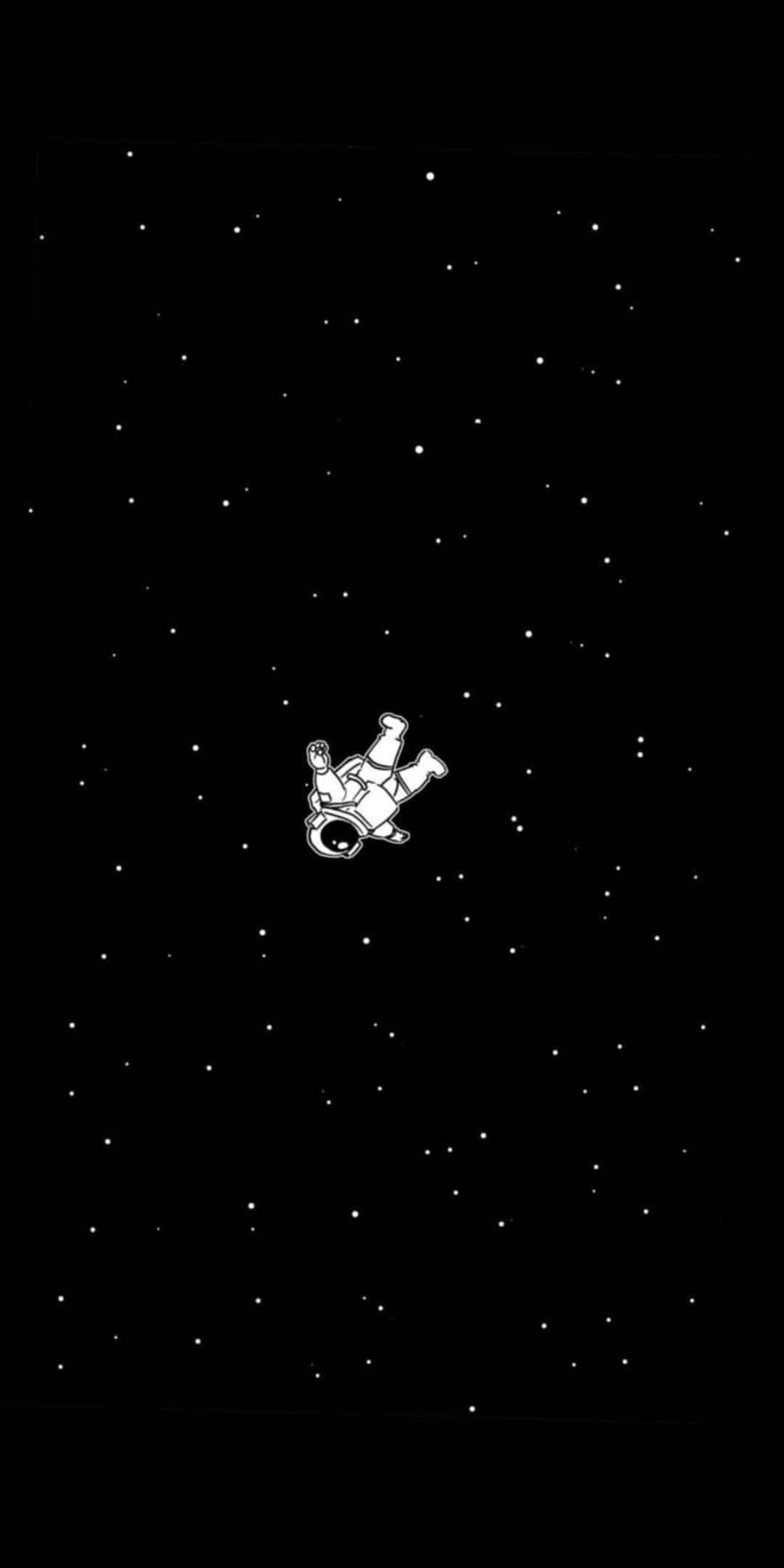 stranded astronaut, white line-art, stars, Full HD Phone Wallpaper