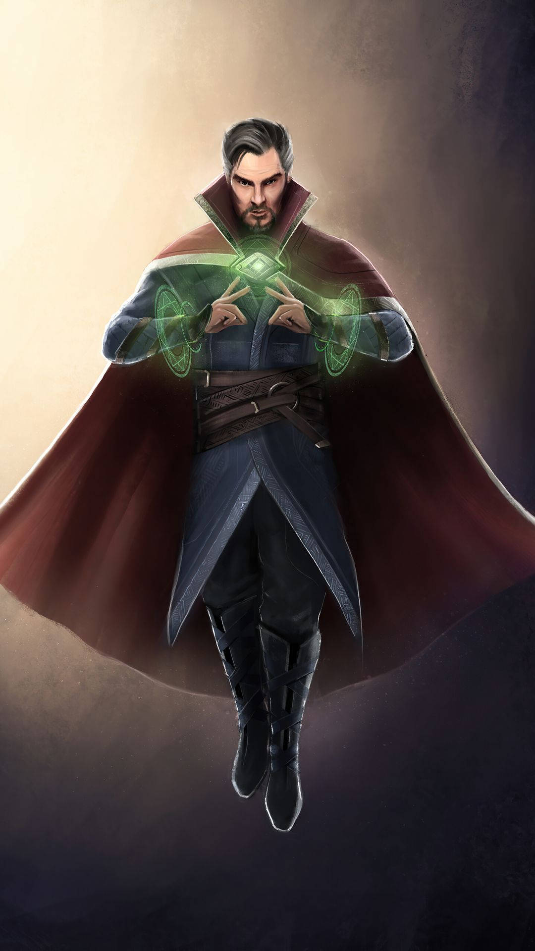 Strange Supreme, red cape, glowing green mystical energy, Full HD Phone Wallpaper
