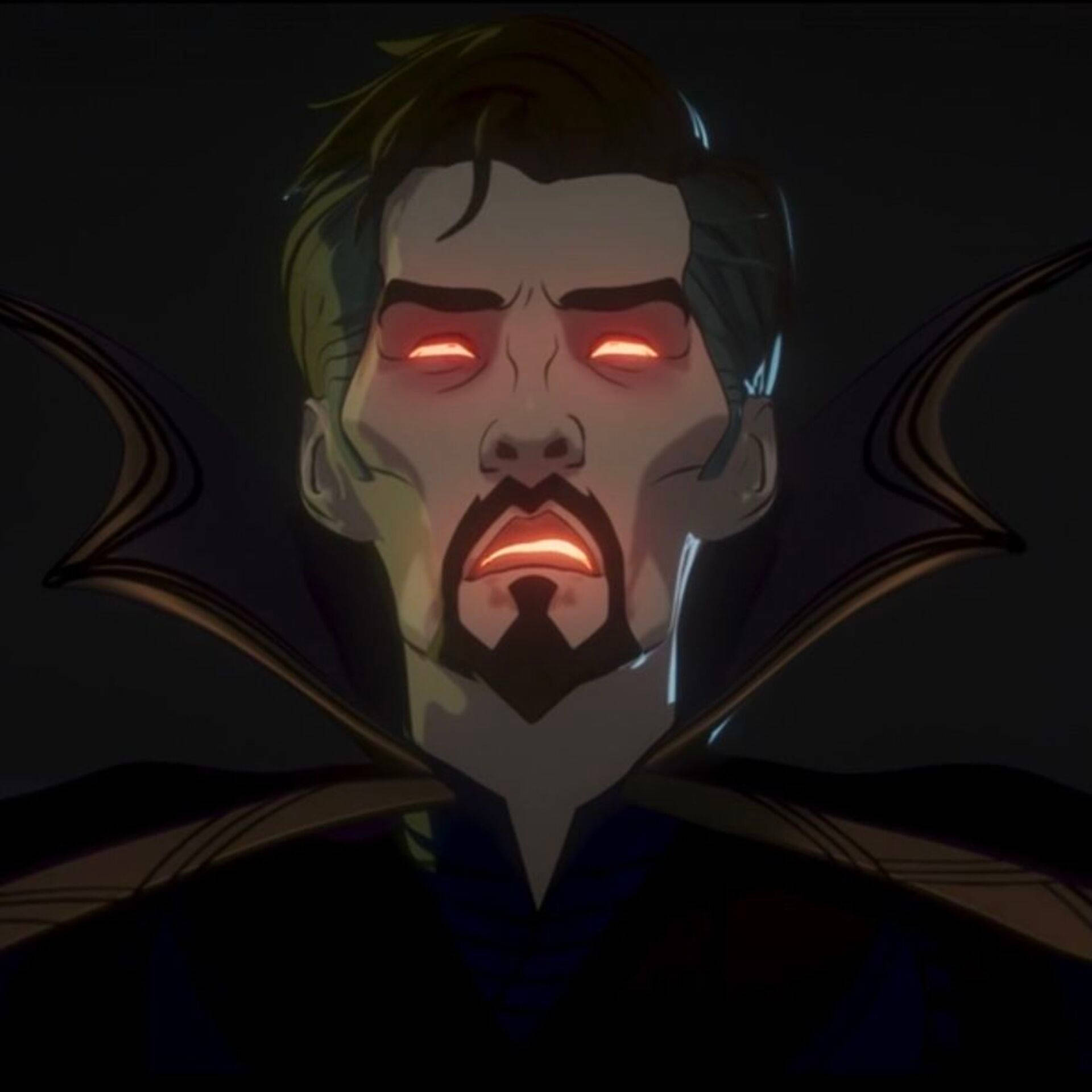 Strange Supreme, glowing red eyes, dark cape, Full HD Desktop Wallpaper
