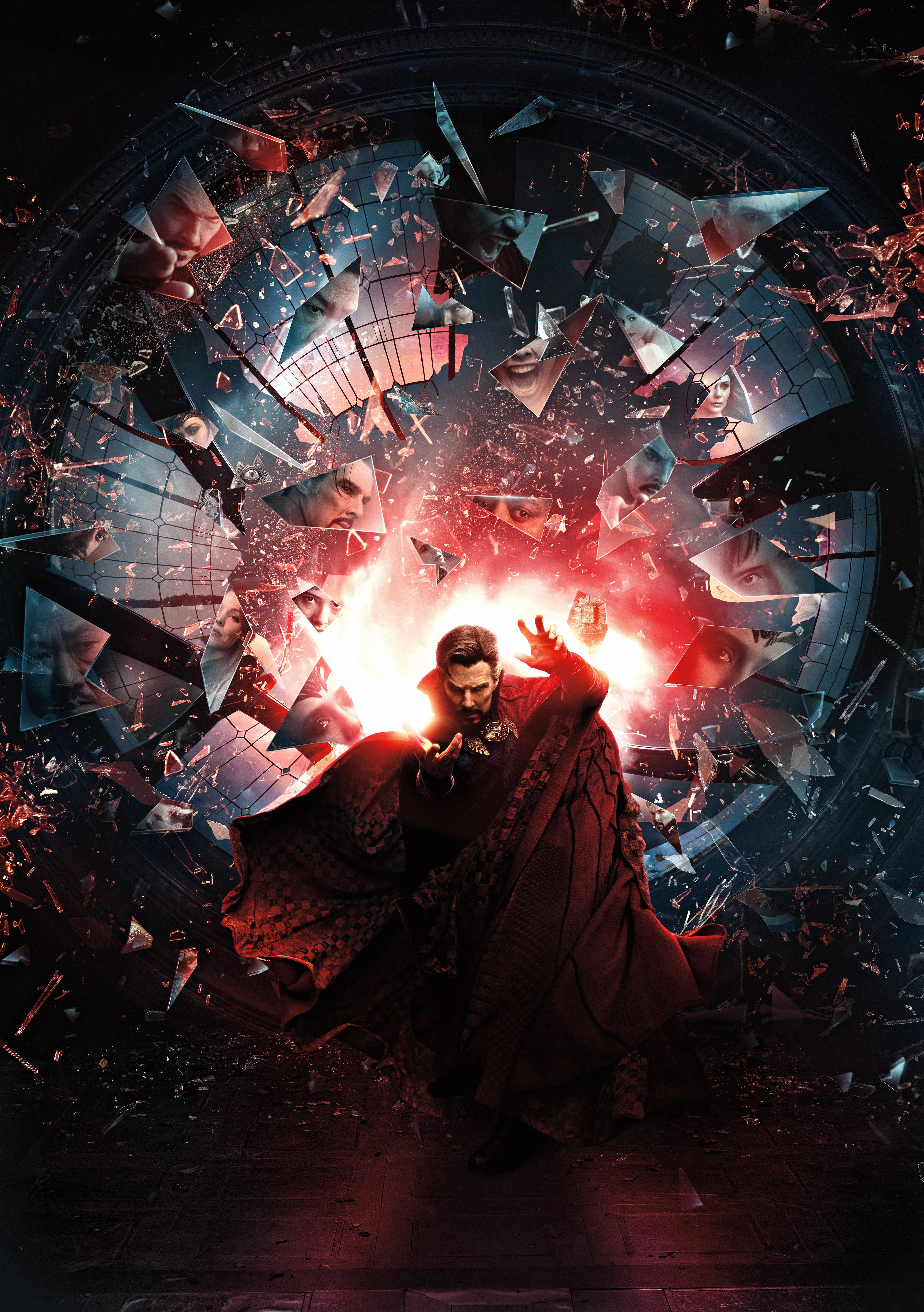 Strange Supreme, red robe, fiery magic, 5K Phone Wallpaper