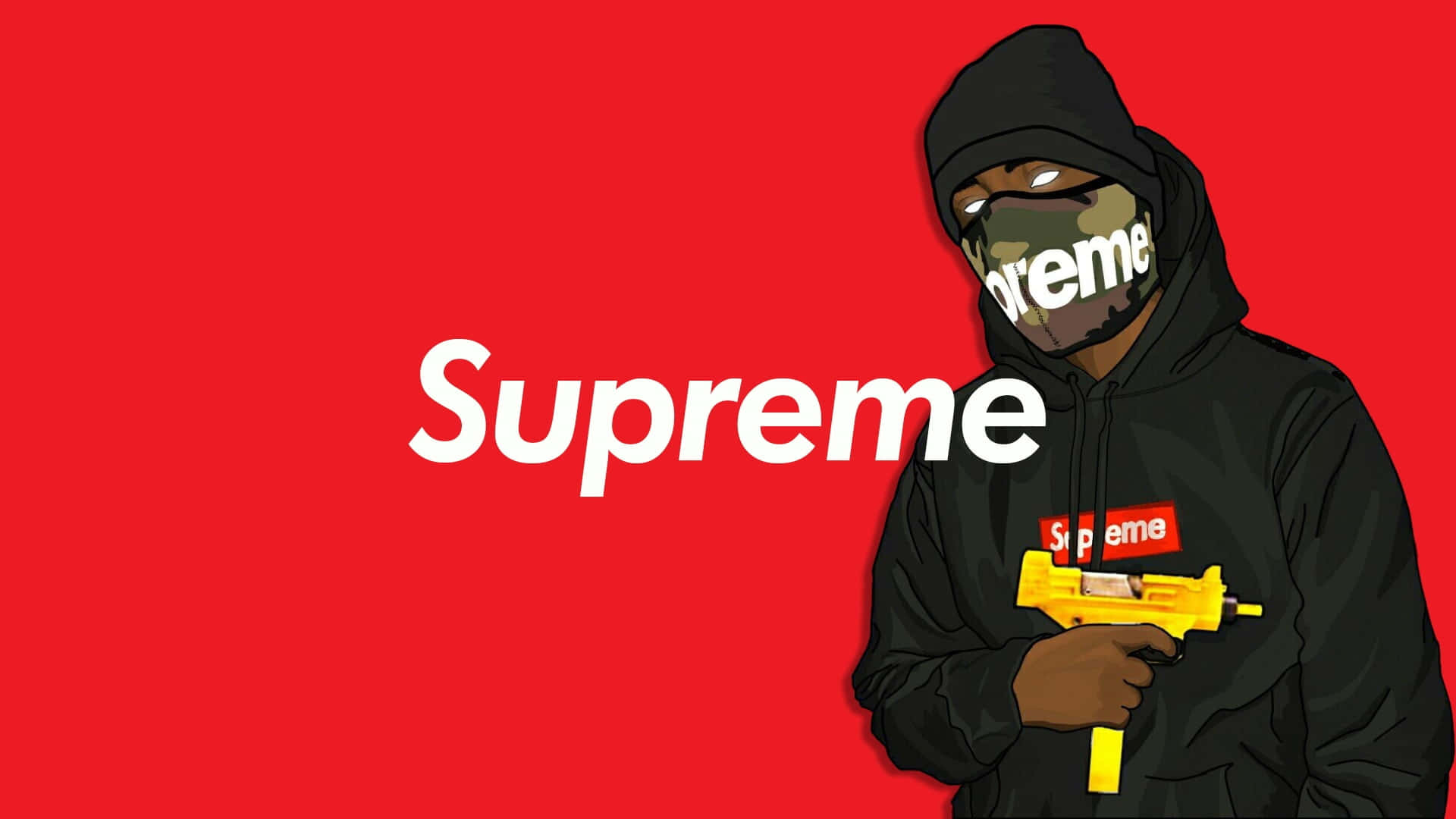 Supreme, black hoodie, mask, Full HD Desktop Wallpaper