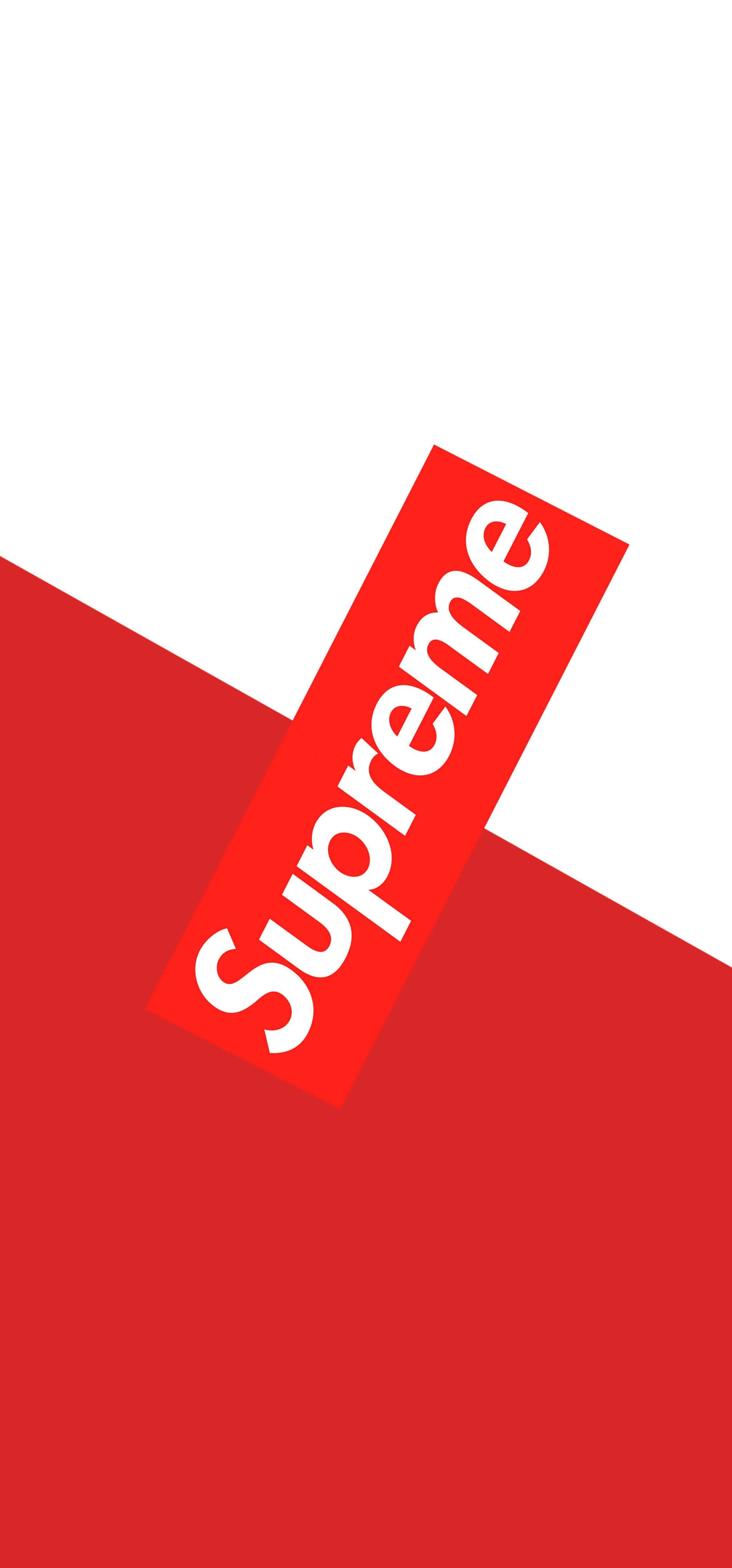 Supreme, red Supreme logo, split red and white background, 4K Phone Wallpaper