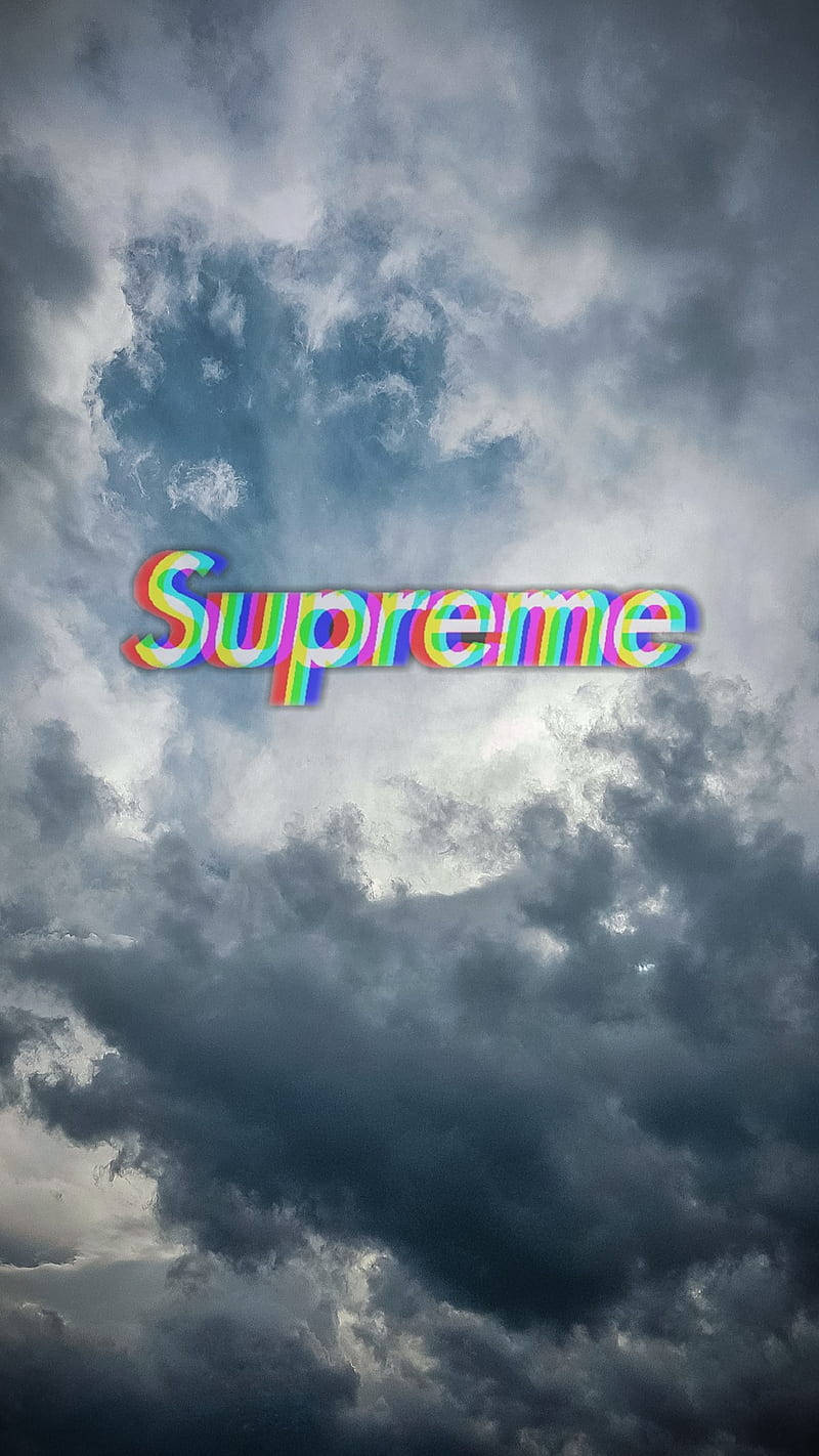 Supreme, rainbow colors, stormy sky, HD Phone Wallpaper