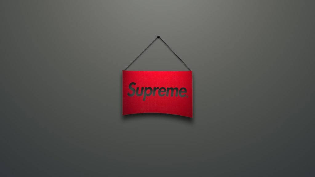 Supreme, red Supreme logo, gray wall, SD Desktop Wallpaper