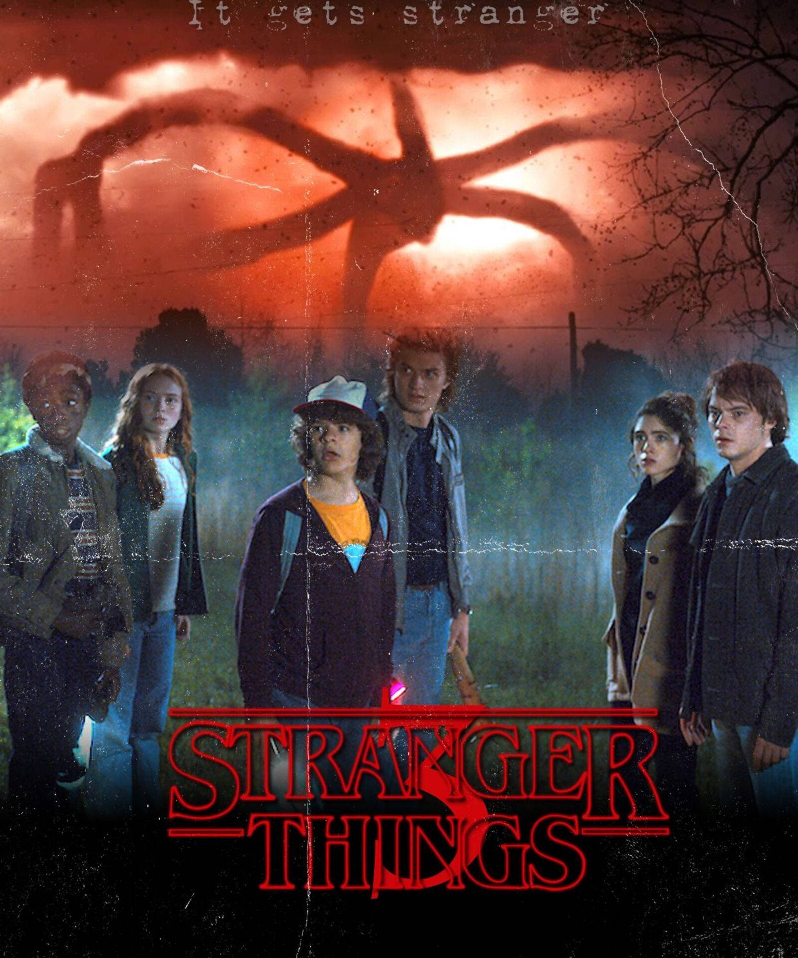 Stranger Things 3, six teens, misty field, Full HD Phone Wallpaper