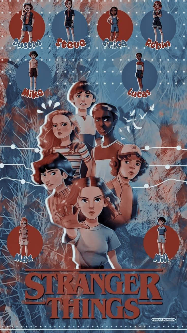 Stranger Things, cast, circular frames, HD Phone Wallpaper