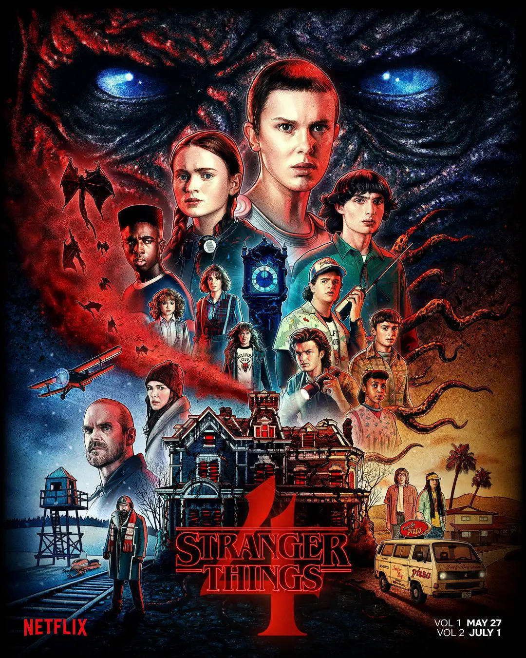 Stranger Things 4, main characters, supernatural elements, HD Phone Wallpaper