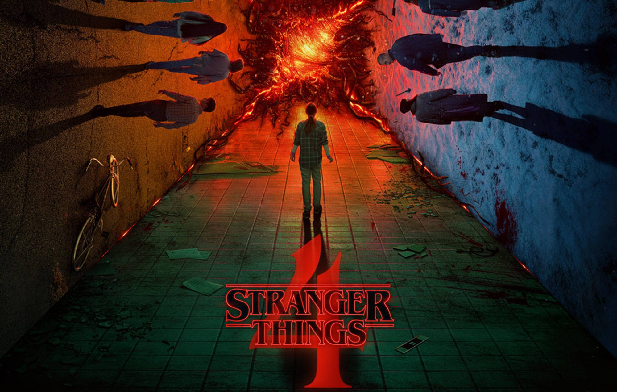 Stranger Things 4, fiery red, icy blue, Full HD Desktop Wallpaper
