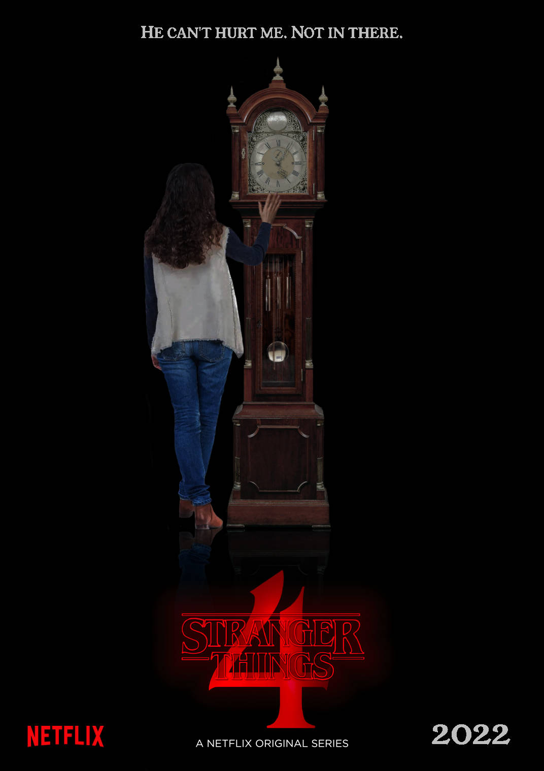 Stranger Things 4, grandfather clock, red glowing text, HD Phone Wallpaper