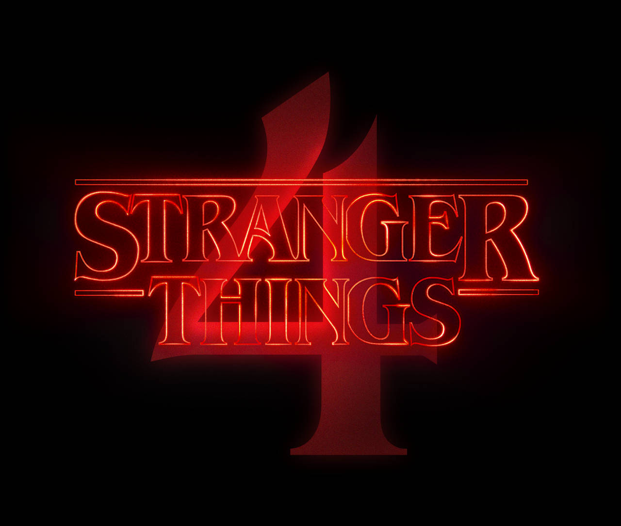 Stranger Things 4, glowing red neon, pitch-black background, HD Desktop Wallpaper