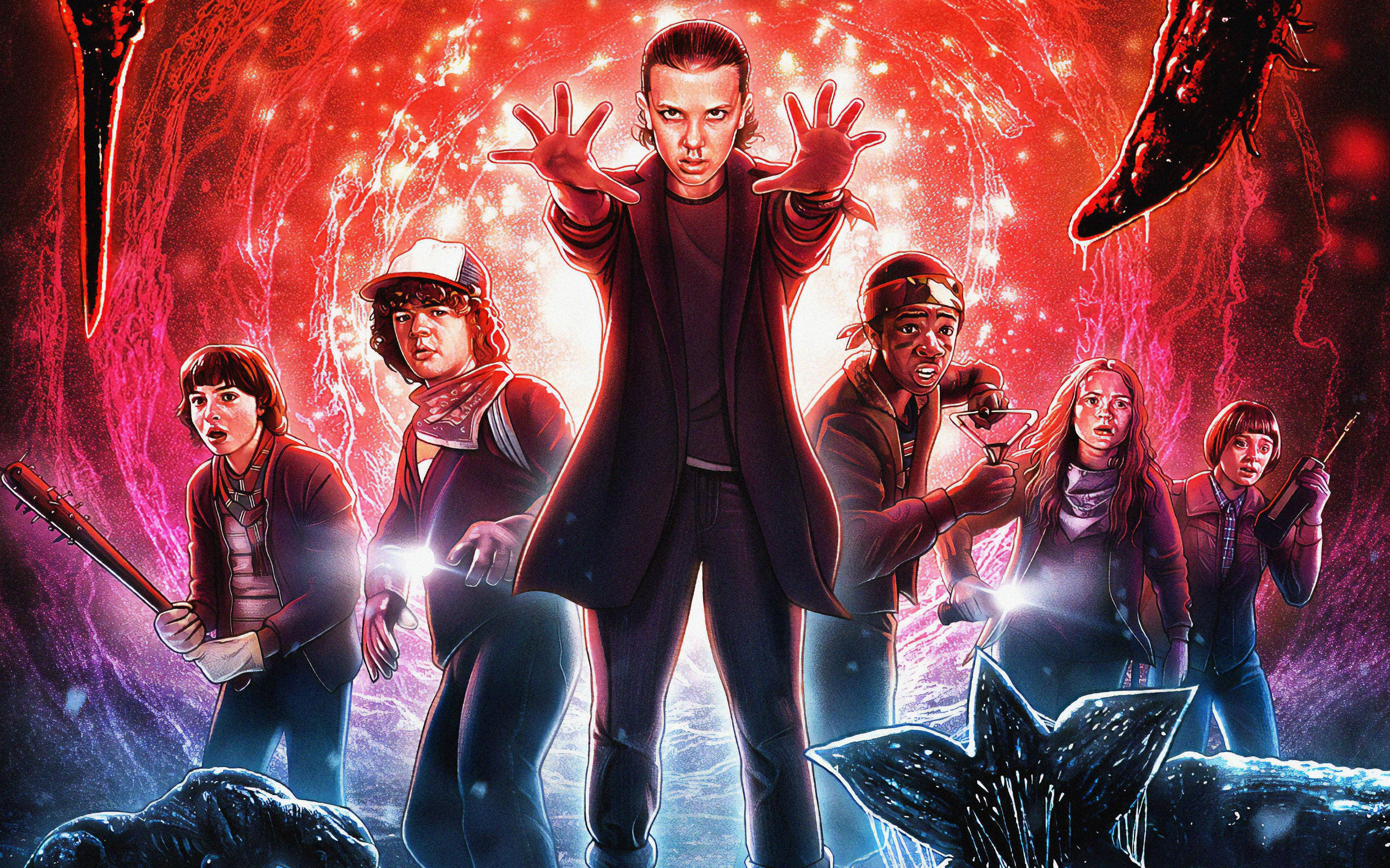 Stranger Things 4K, red, abstract backdrop, 4K Desktop Wallpaper