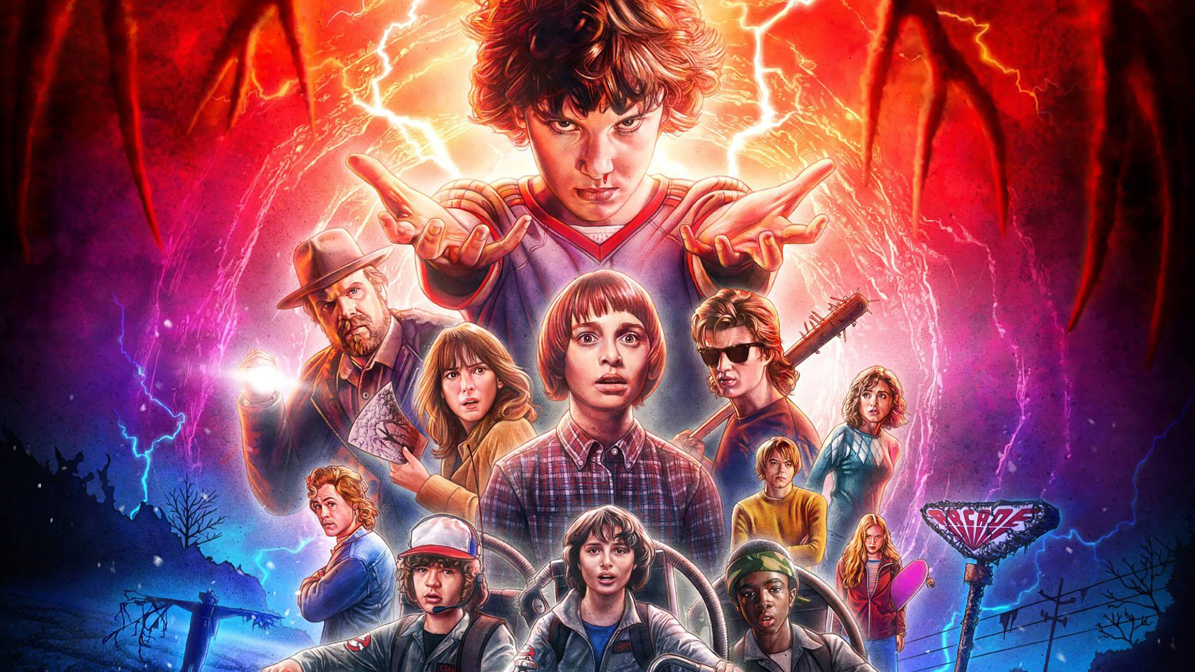 Stranger Things 4K, red lightning, dark tendrils, 4K Desktop Wallpaper