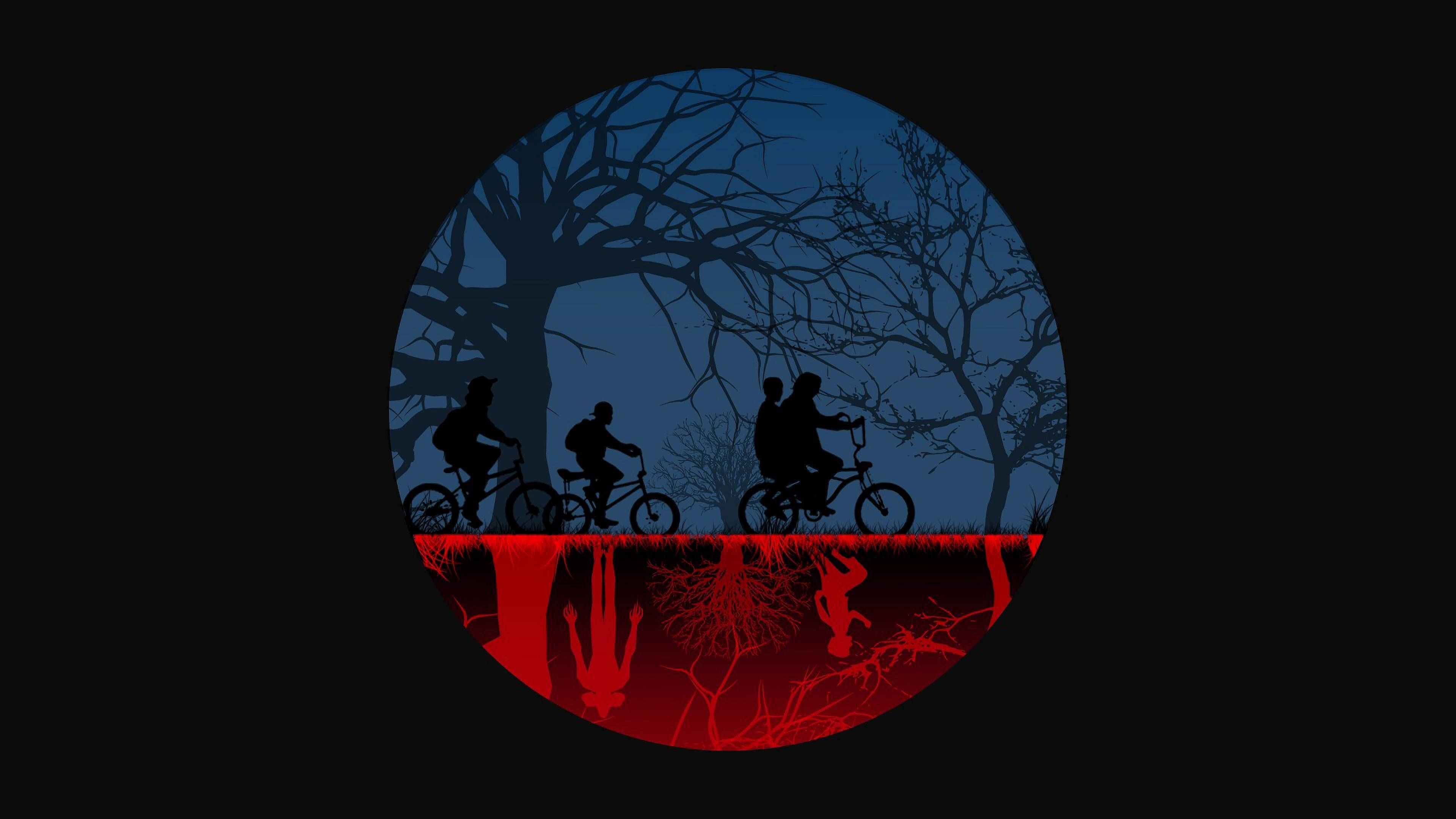 Stranger Things 4K, circle telescopic graphic, red roots, 4K Desktop Wallpaper