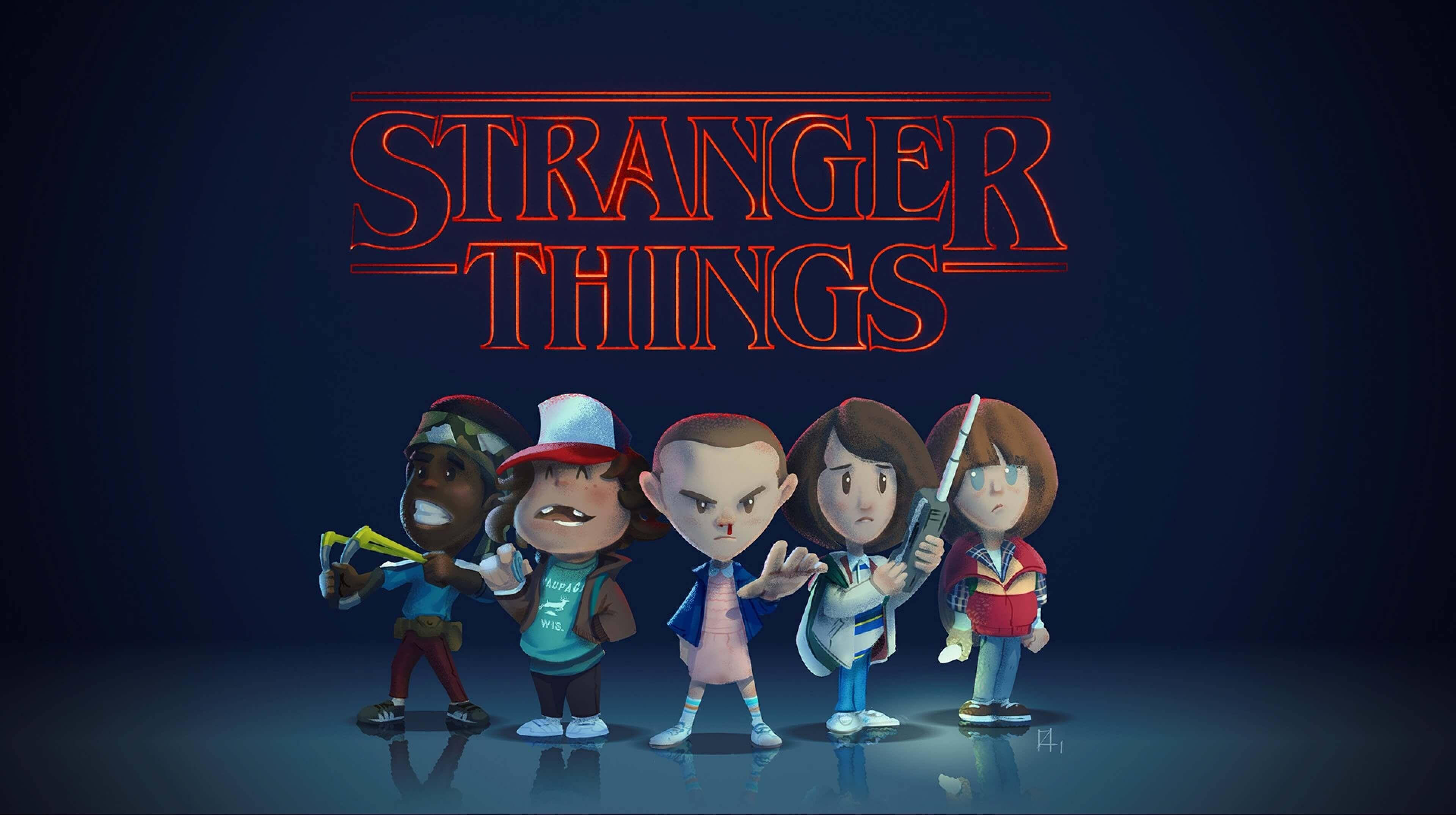 Stranger Things, 4K, caricature, 4K Desktop Wallpaper