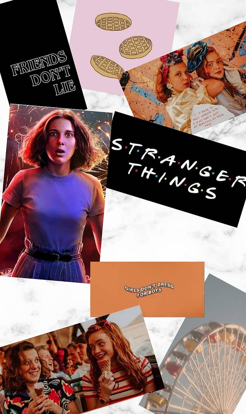 Stranger Things Aesthetic, marble surface, collage, HD Phone Wallpaper