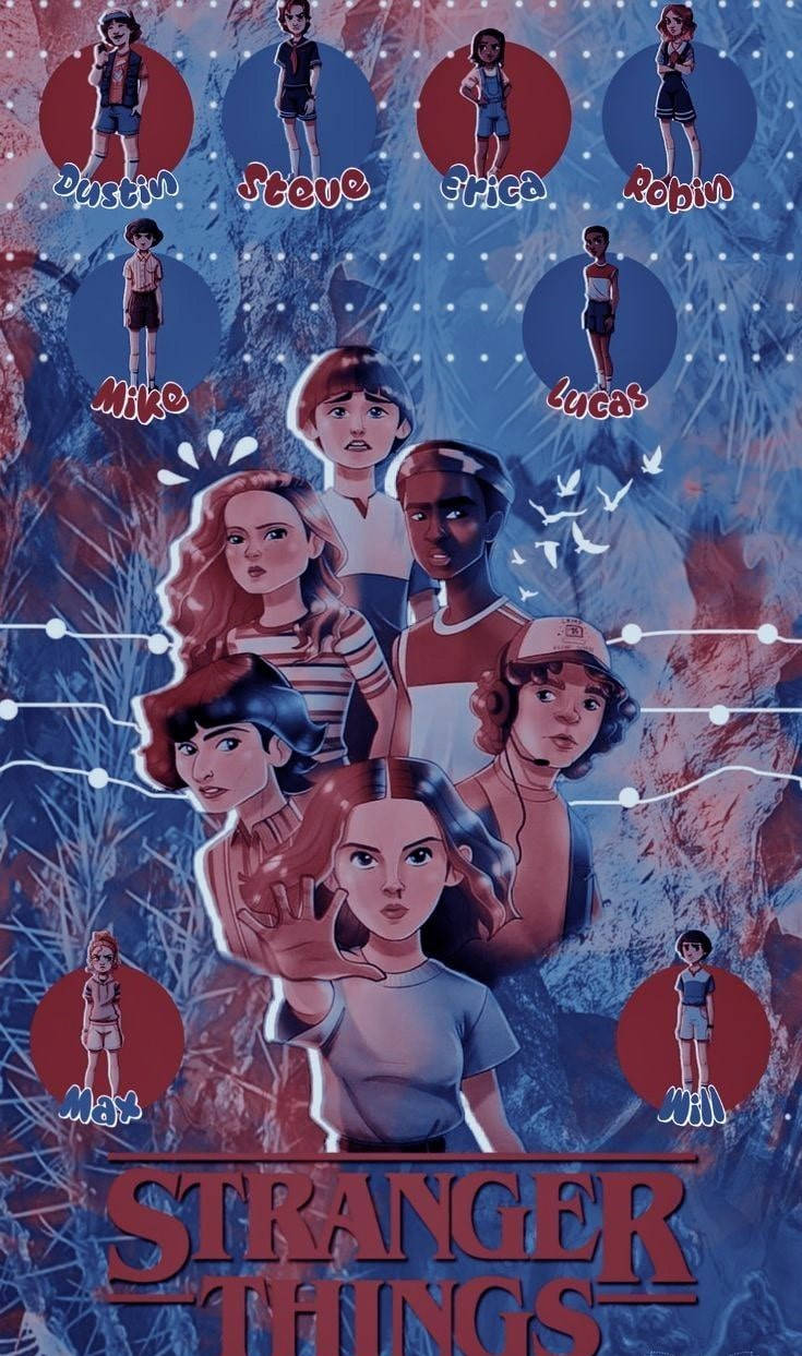 Stranger Things, Stylized forest, Glowing lights, SD Phone Wallpaper