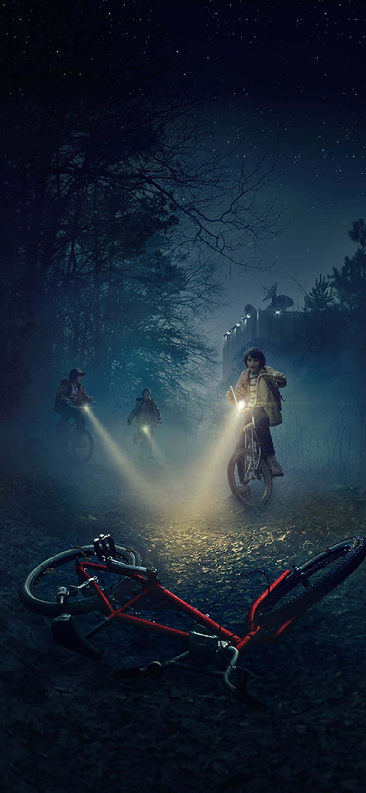 Stranger Things, kids on bikes, night adventure, Full HD Phone Wallpaper