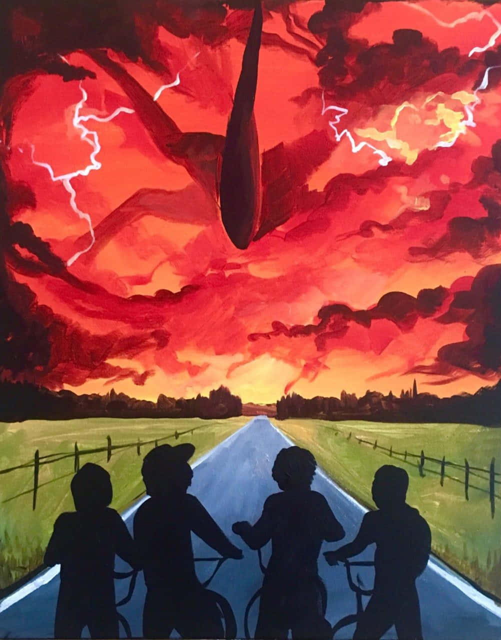Stranger Things, four children, bicycles, HD Phone Wallpaper