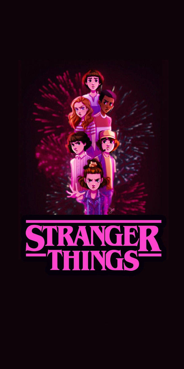 Stranger Things, tv series poster, seven young characters, SD Phone Wallpaper