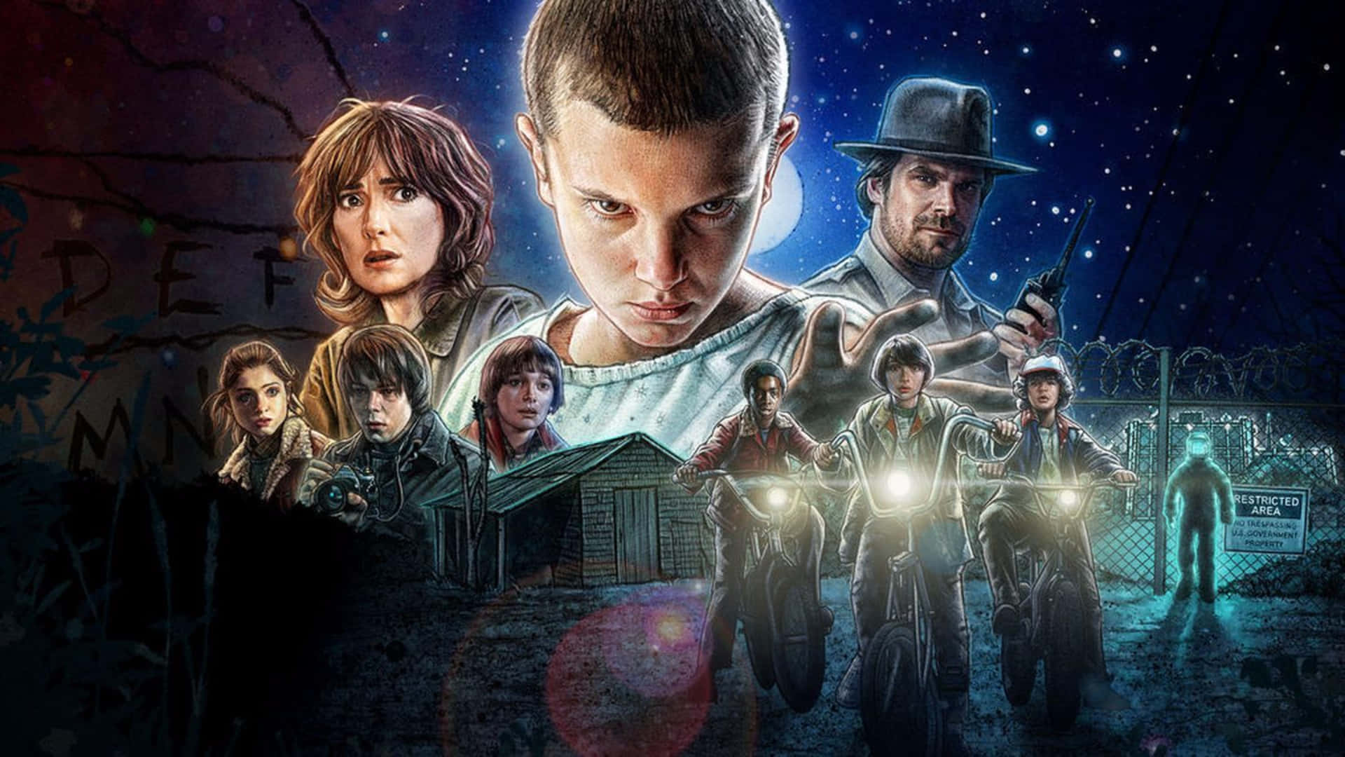 Stranger Things, young heroes, adults, Full HD Desktop Wallpaper