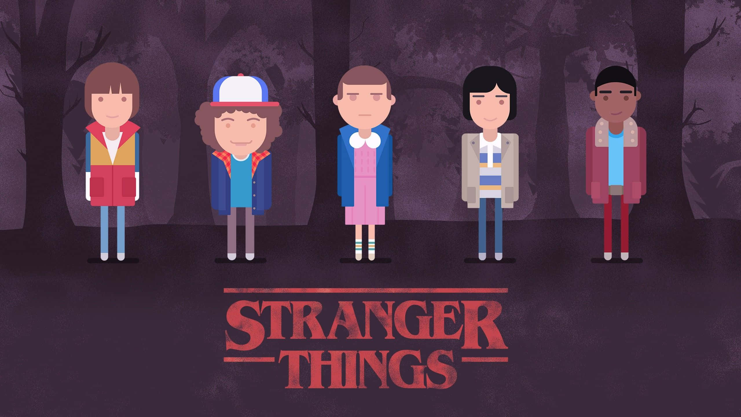 Stranger Things, girly, dark purple forest, 2K Desktop Wallpaper