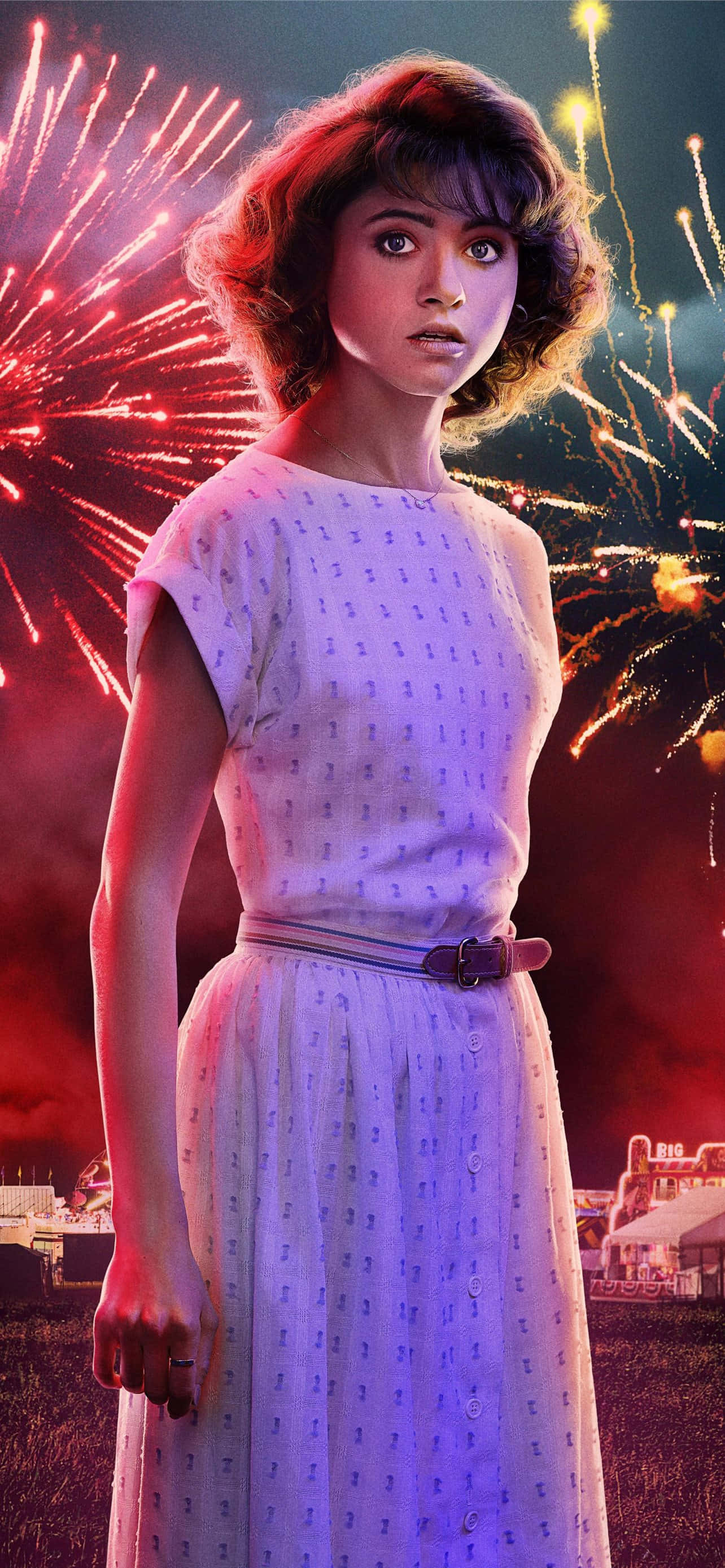 Stranger Things Girly, fireworks, patterned dress, 2K Phone Wallpaper