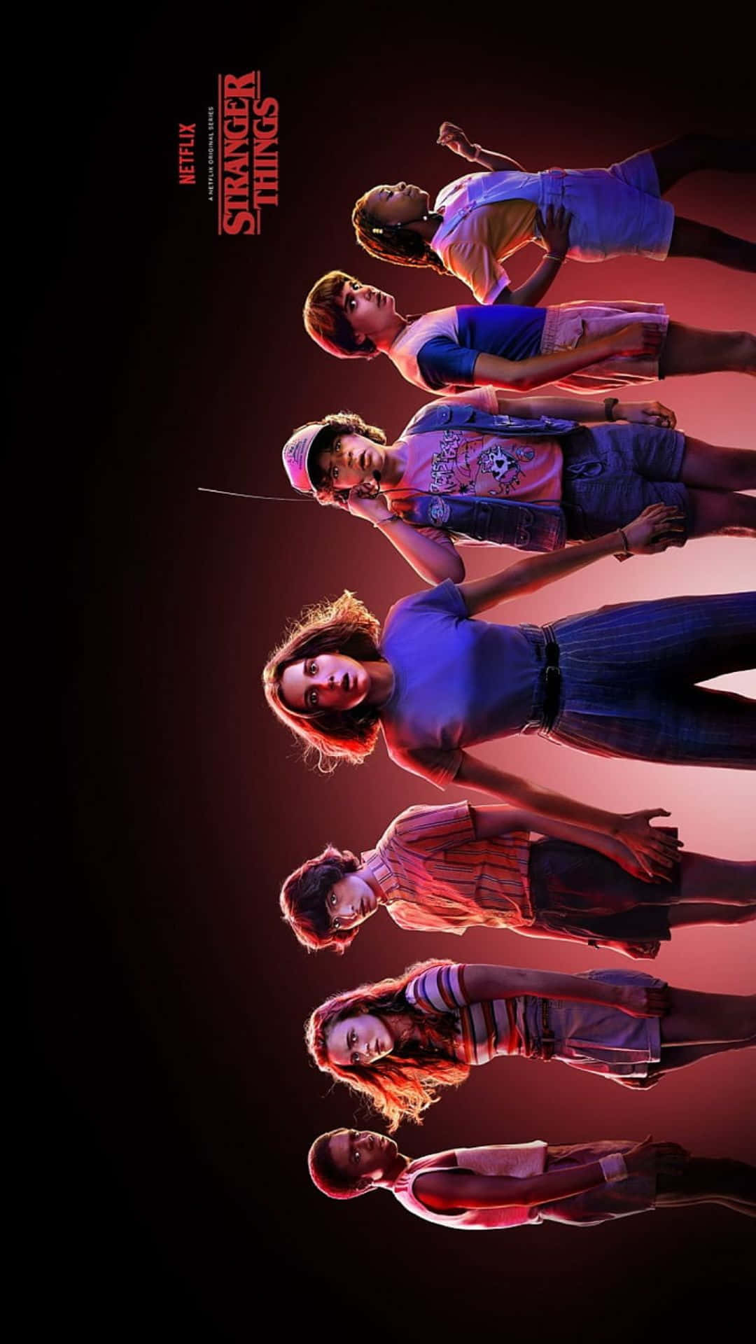 Stranger Things, 1980s clothes, neon glow, Full HD Phone Wallpaper