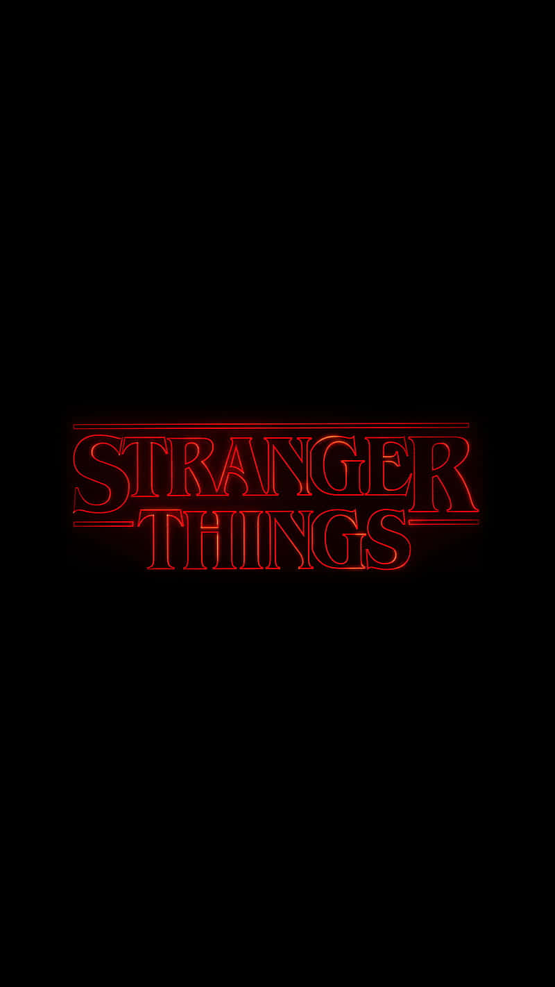 Stranger Things, glowing red neon sign, pitch black background, HD Phone Wallpaper