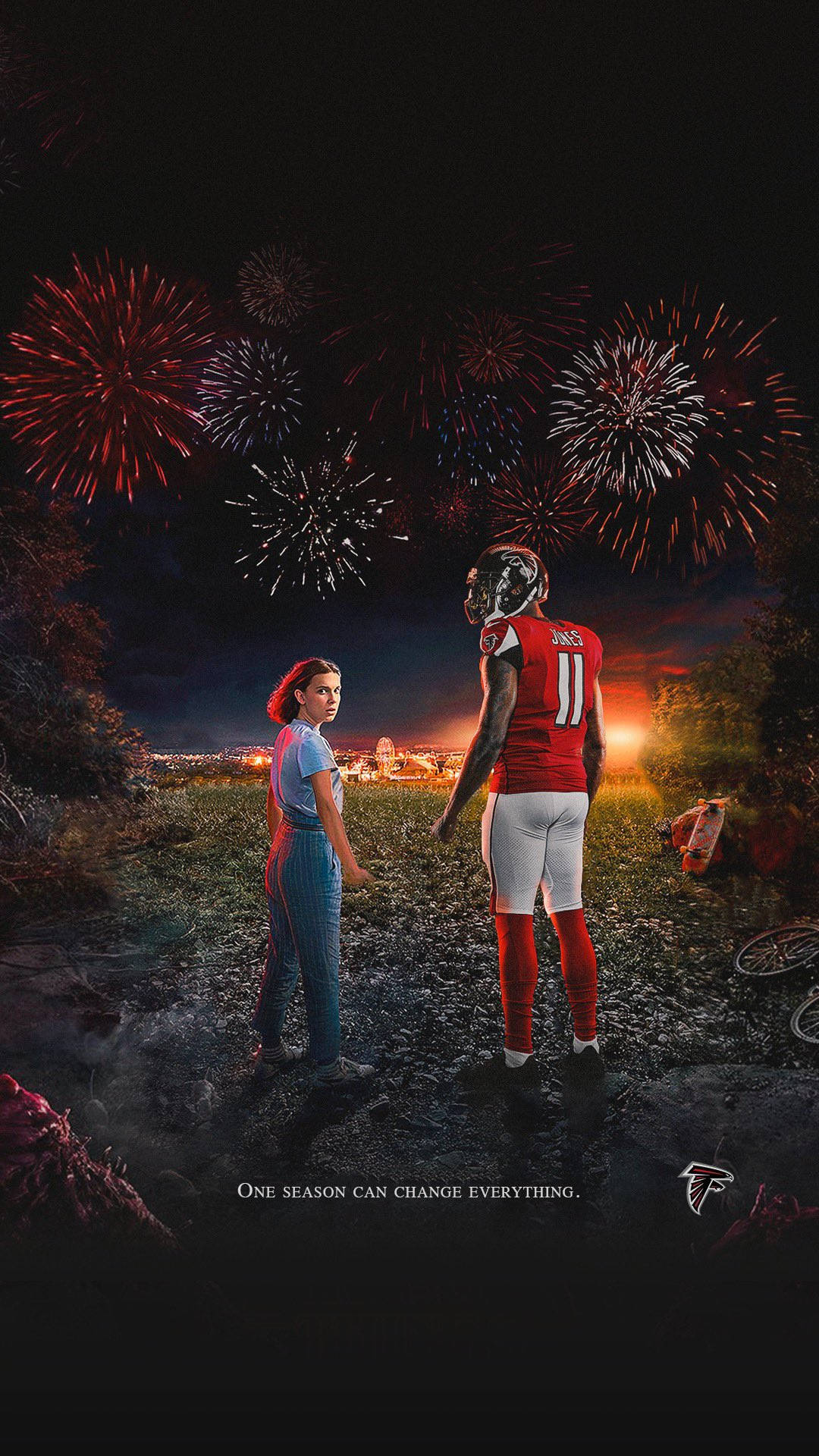 Stranger Things, iPhone, red white fireworks, Full HD Phone Wallpaper