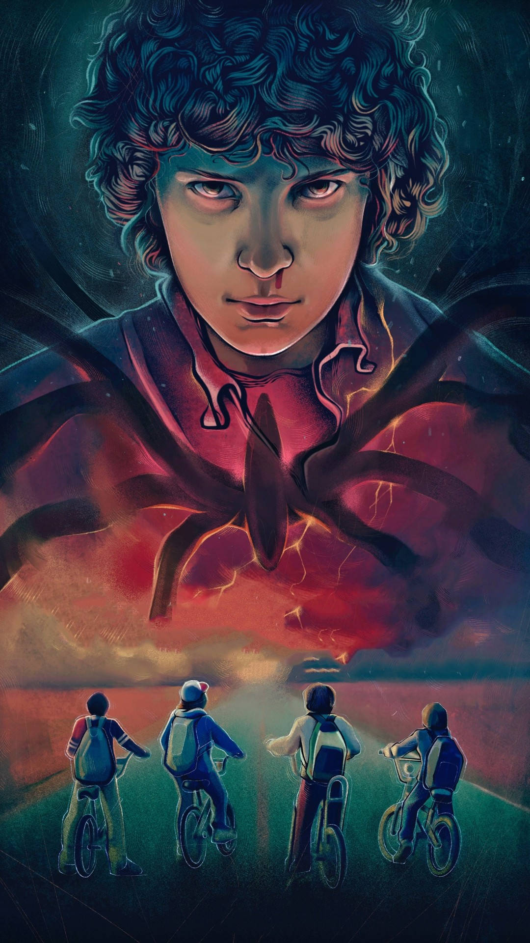 Stranger Things, iPhone, Four kids on bikes, Full HD Phone Wallpaper