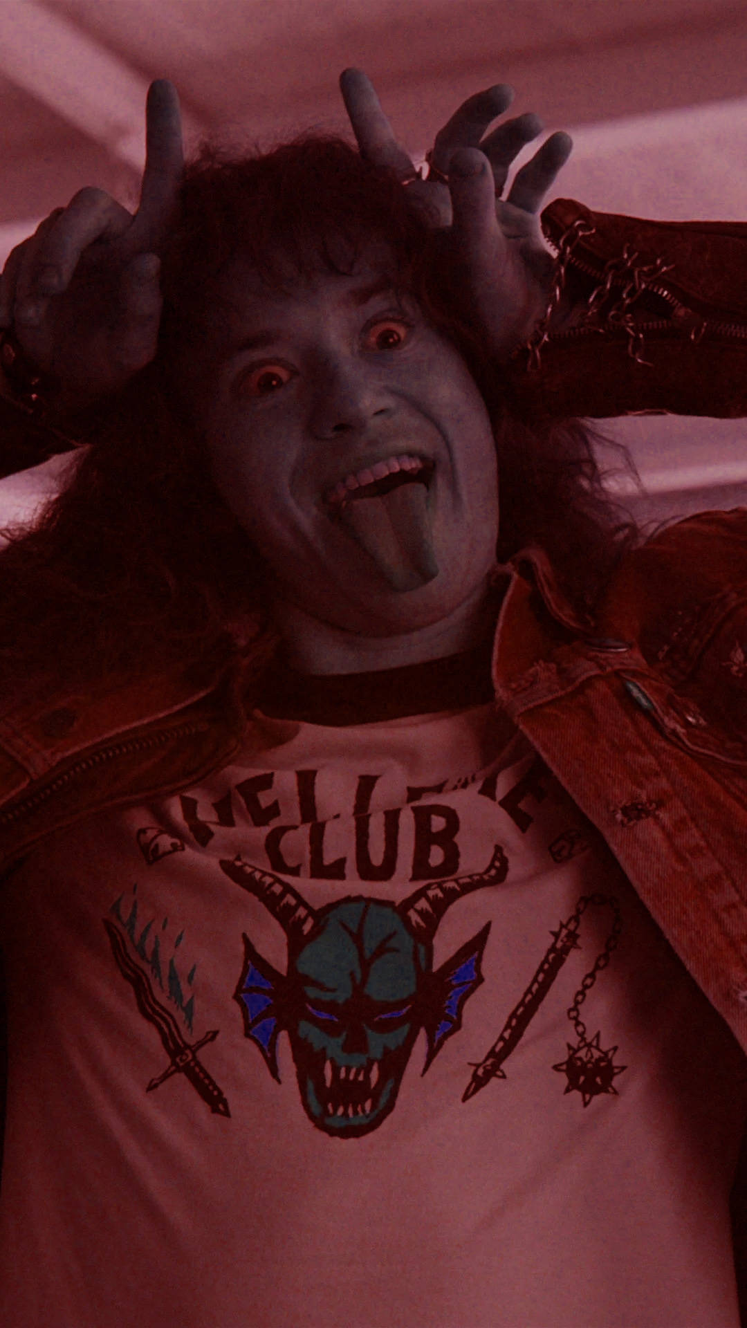 Stranger Things, pale makeup, devil-themed shirt, Full HD Phone Wallpaper