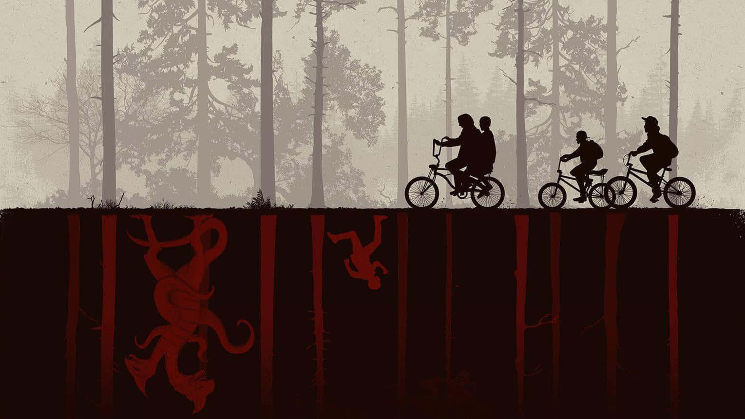 Stranger Things, cliff edge, dark forest, HD Desktop Wallpaper