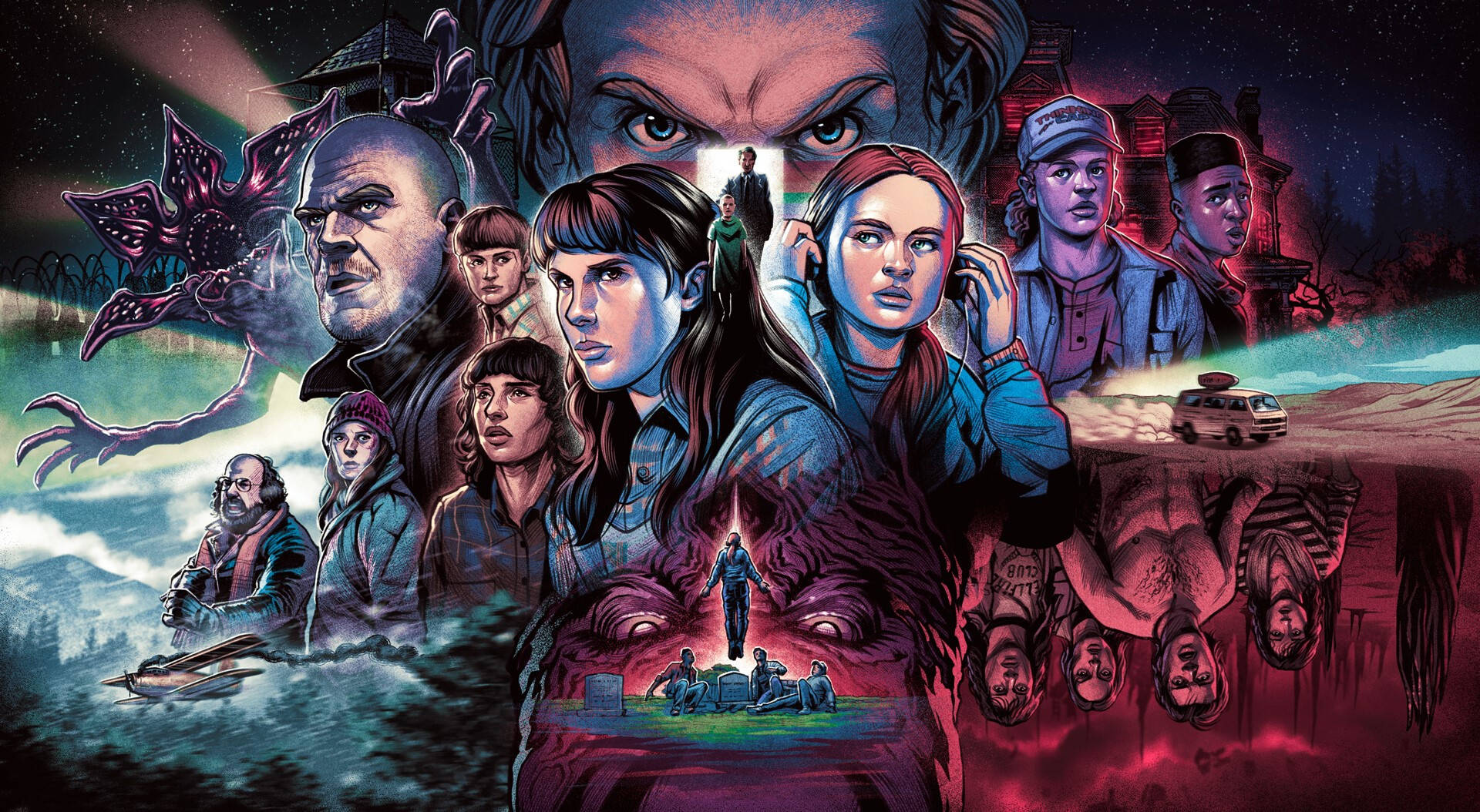 Stranger Things, monster, van, Full HD Desktop Wallpaper