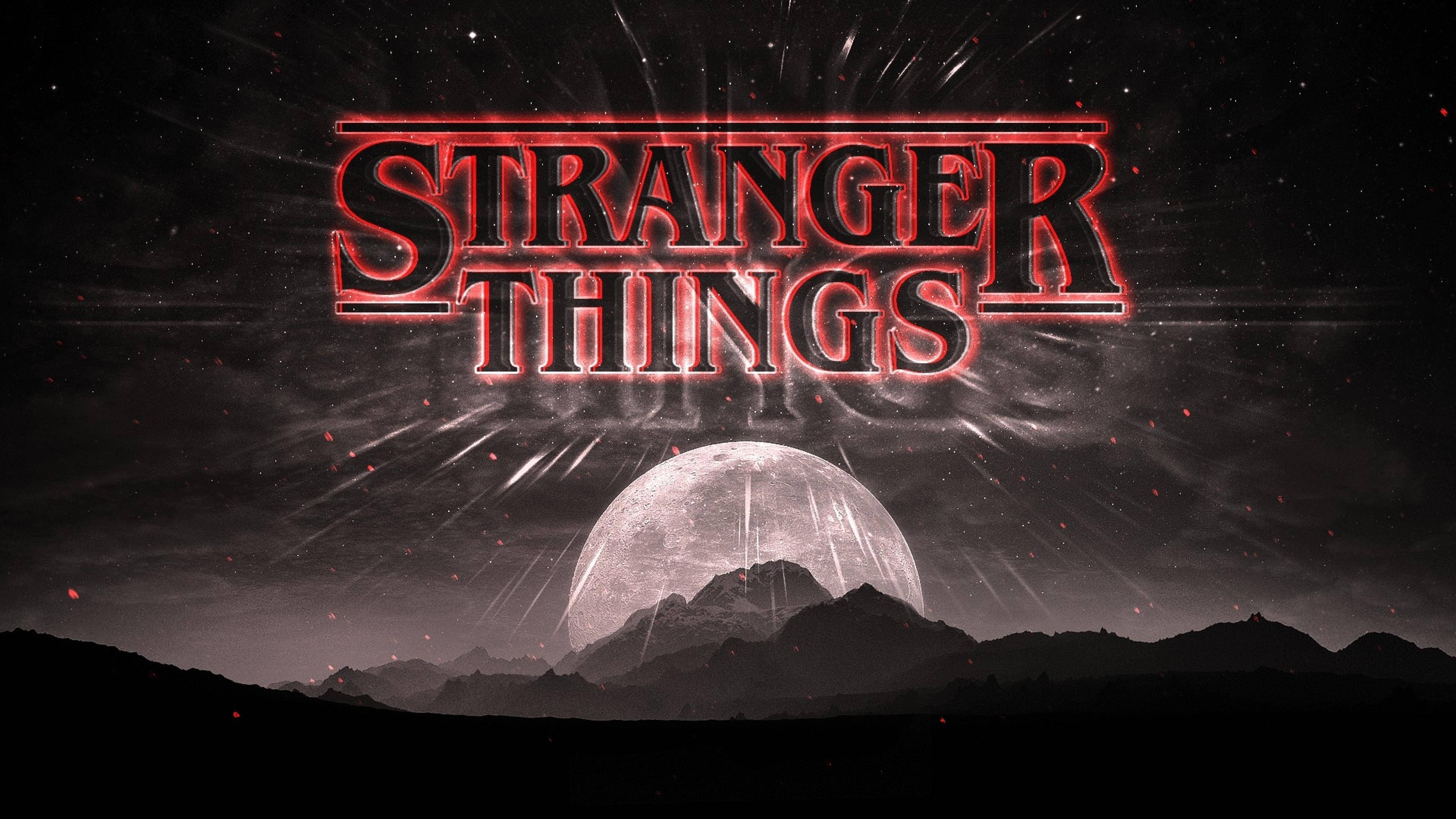 Stranger Things, red, starry night sky, 4K Desktop Wallpaper