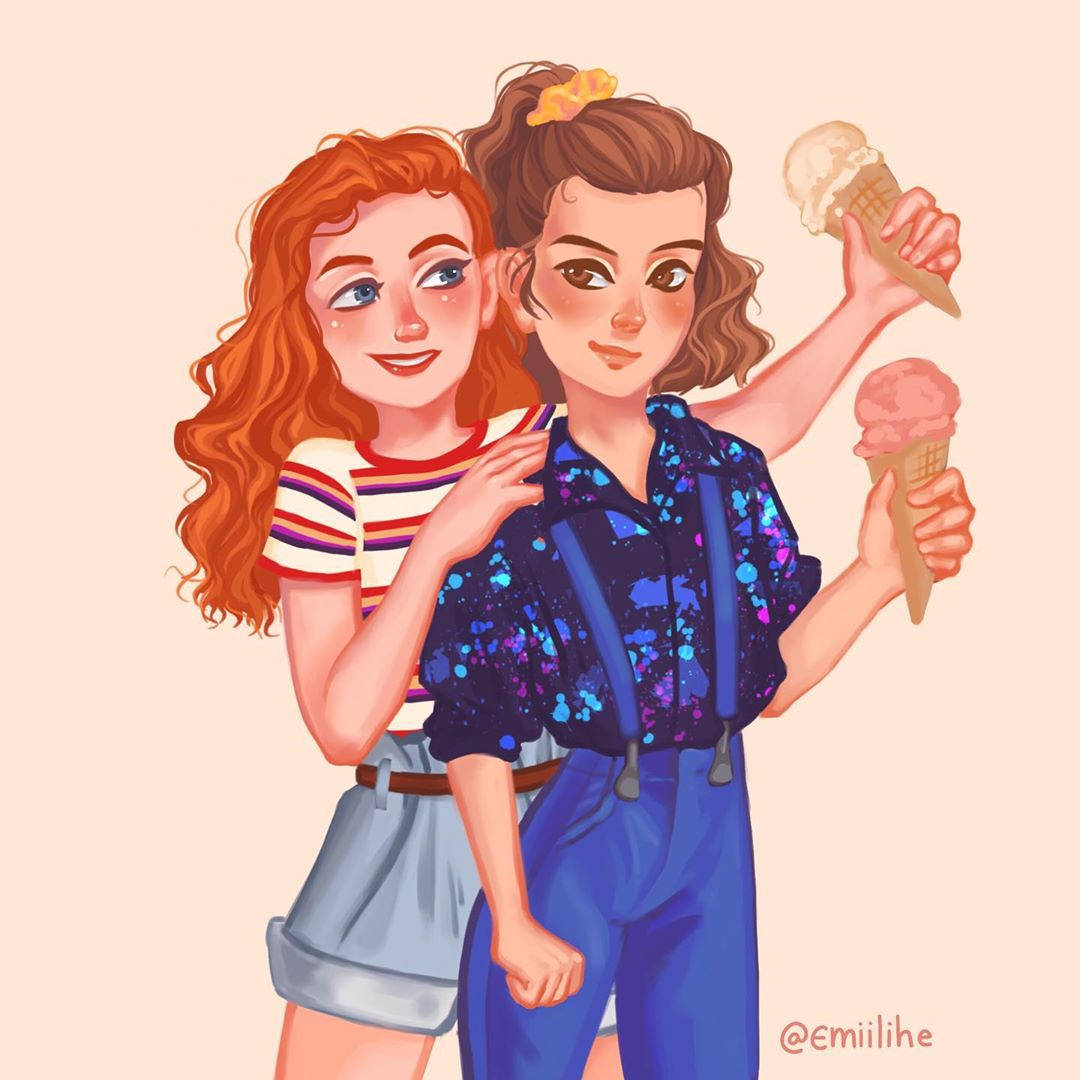 Stranger Things, ice cream cones, curly hair, SD Desktop Wallpaper