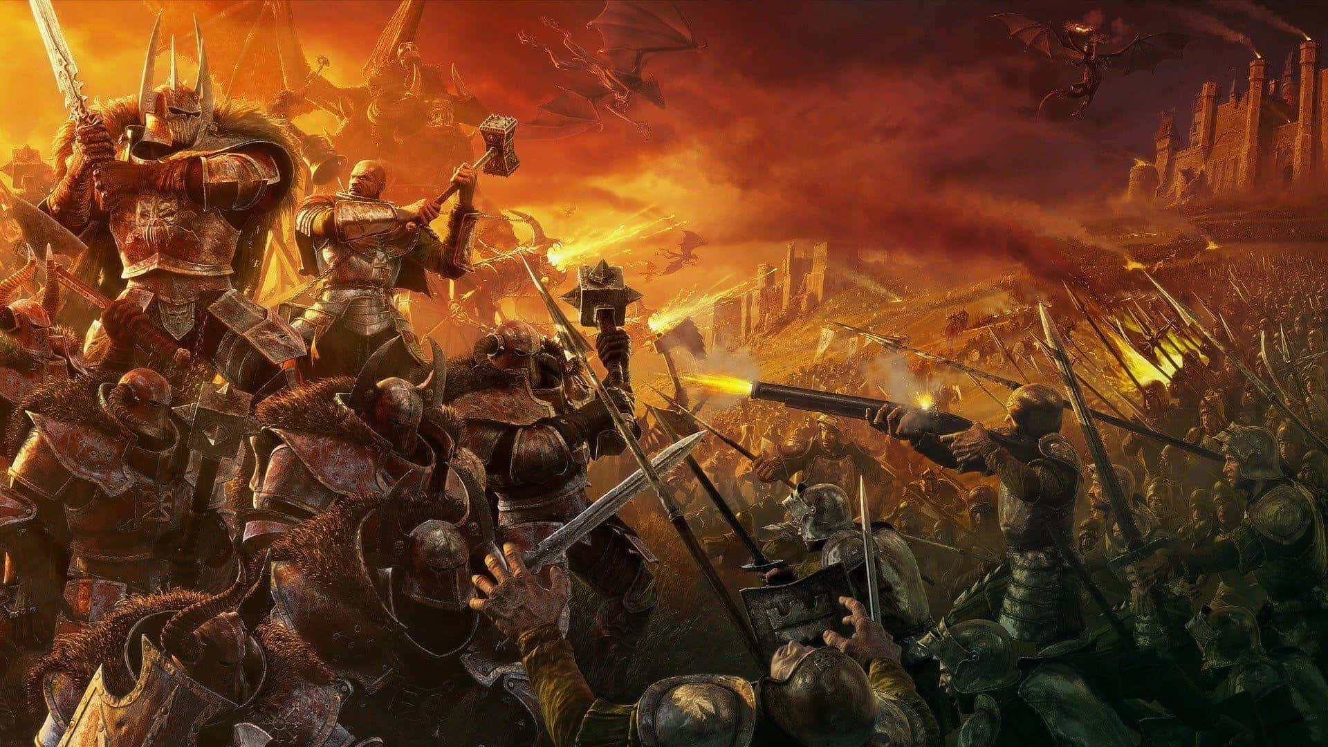 strategy game, armored warriors, dragons, Full HD Desktop Wallpaper