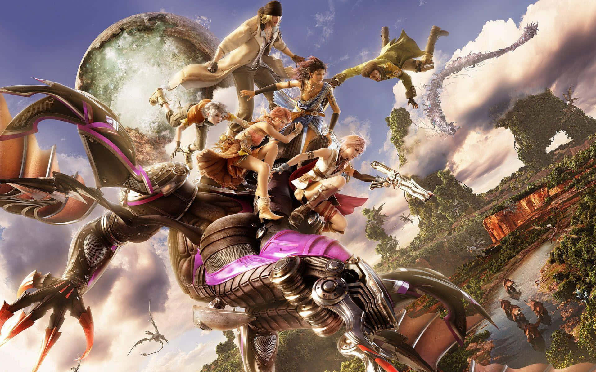 fantasy strategy game, mechanical dragon, floating islands, Full HD Desktop Wallpaper