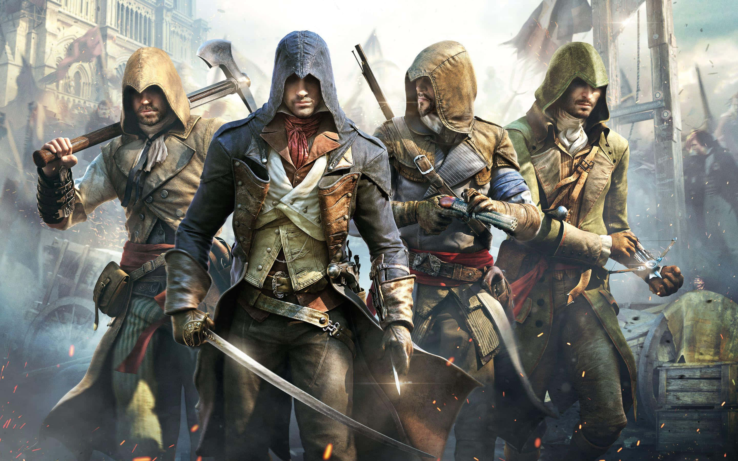 strategy game, medieval battlefield, hooded assassins, 2K Desktop Wallpaper