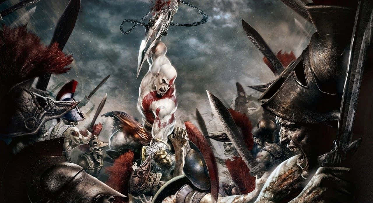 war games, muscular warrior, red markings, HD Desktop Wallpaper