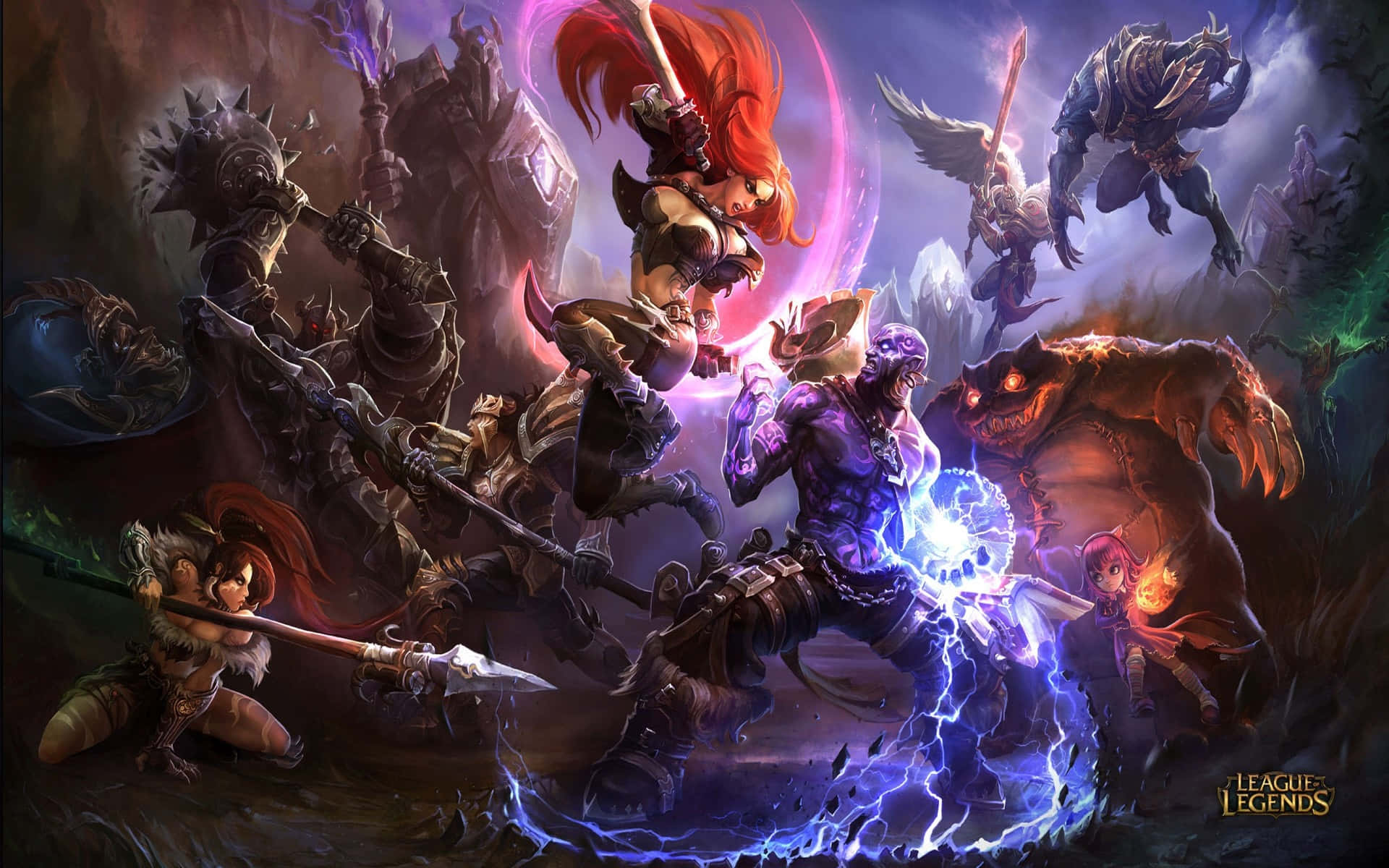 fantasy battle scene, armored warriors, mythical creatures, Full HD Desktop Wallpaper