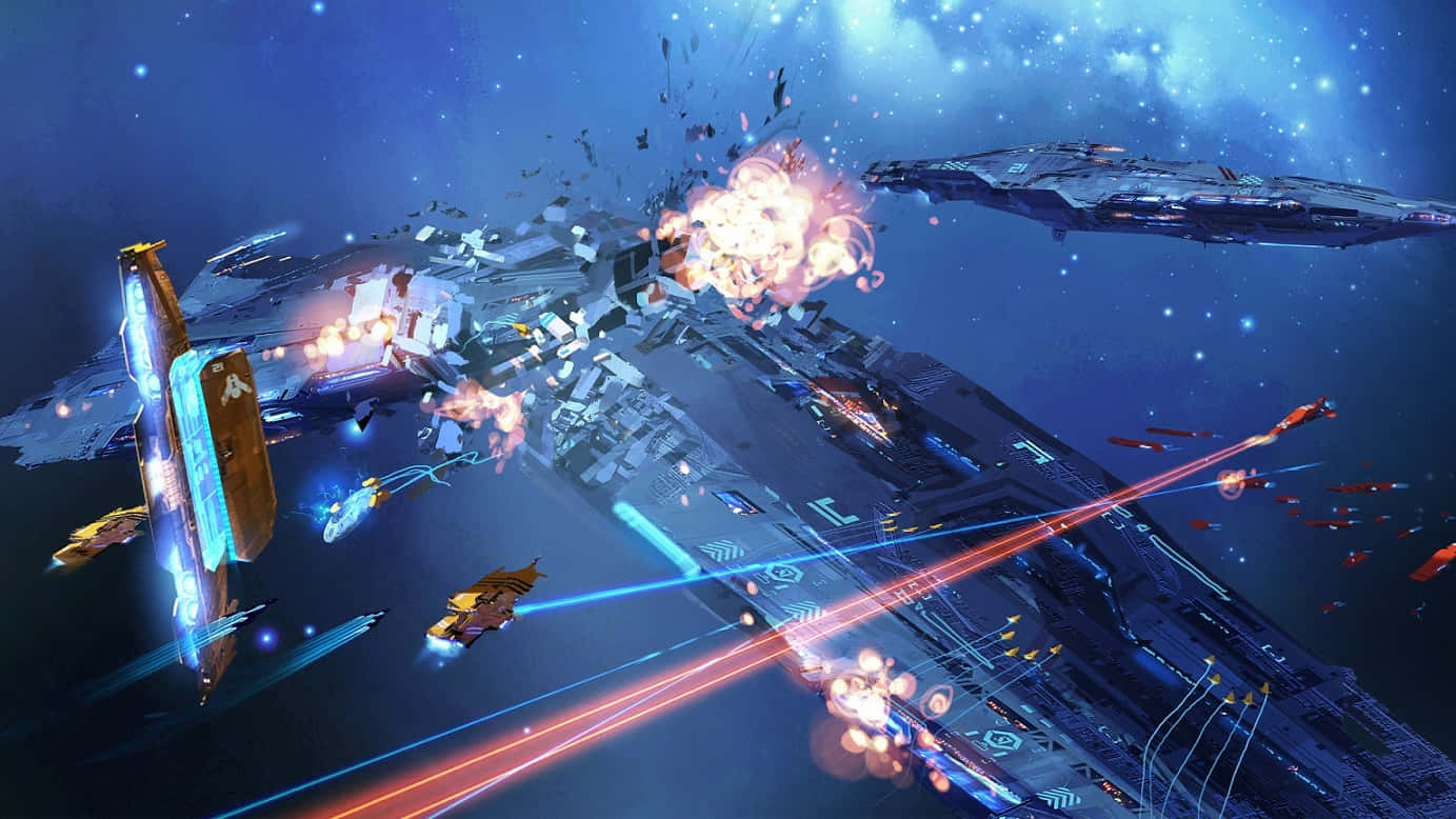 real time strategy game, spaceship, starry cosmic battlefield, HD Desktop Wallpaper